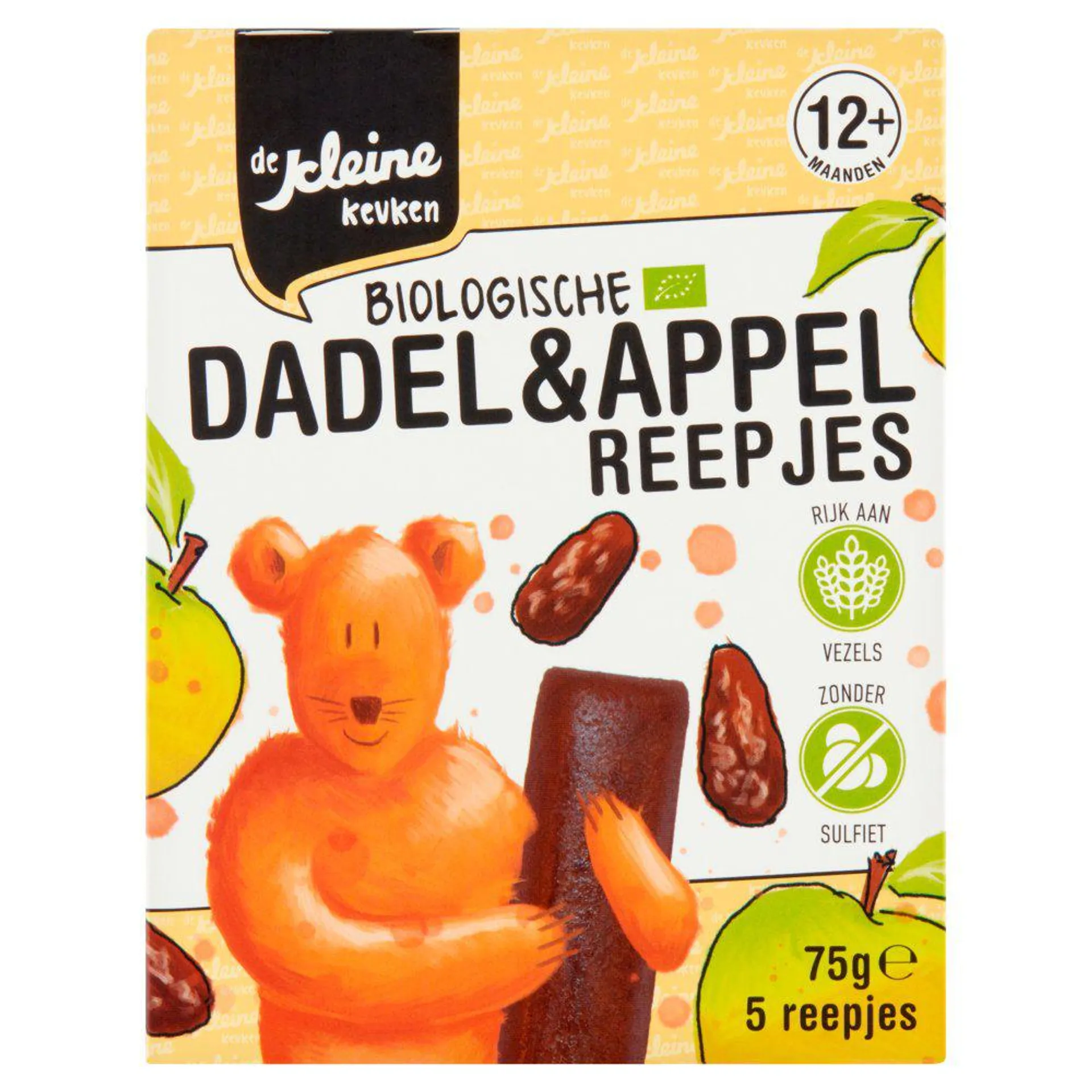 De Kleine Keuken Biologische Dadel & Appel Reepjes 12+ Maanden 5 Stuks 75 g