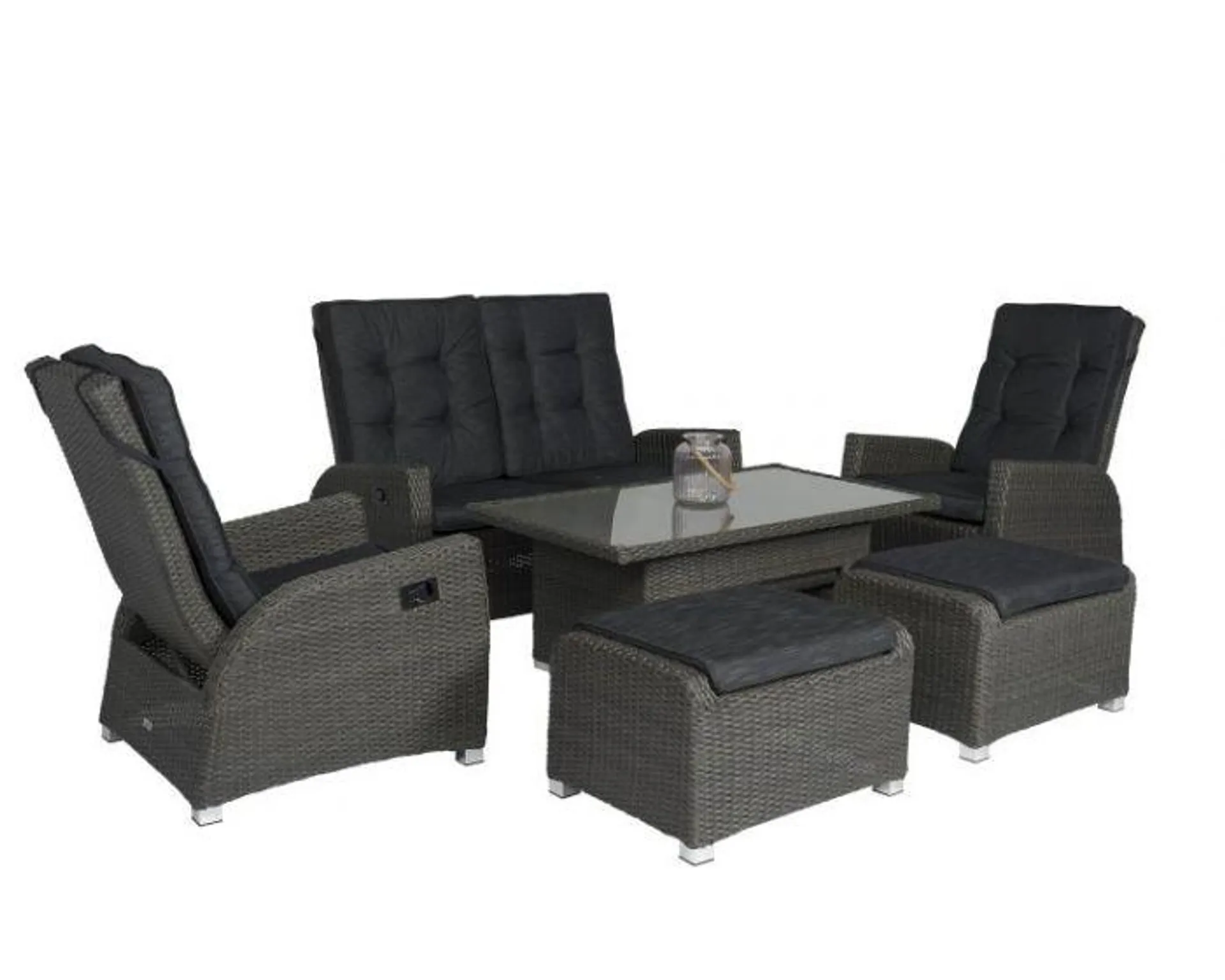 Wicker Relax Dining & Loungeset "Ludo" - Antraciet - Pure Garden & Living