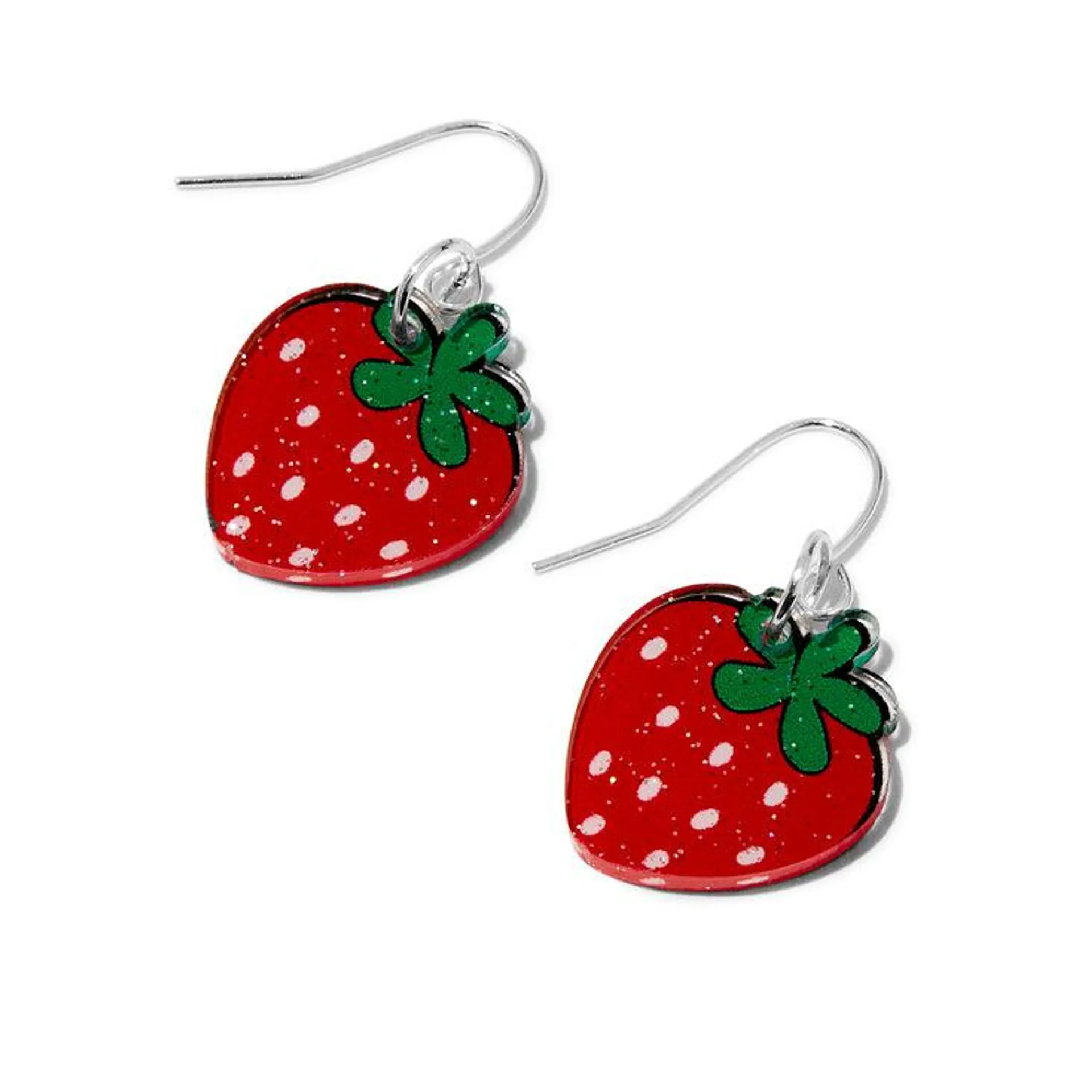 Acrylic Strawberry 0.5" Drop Earrings