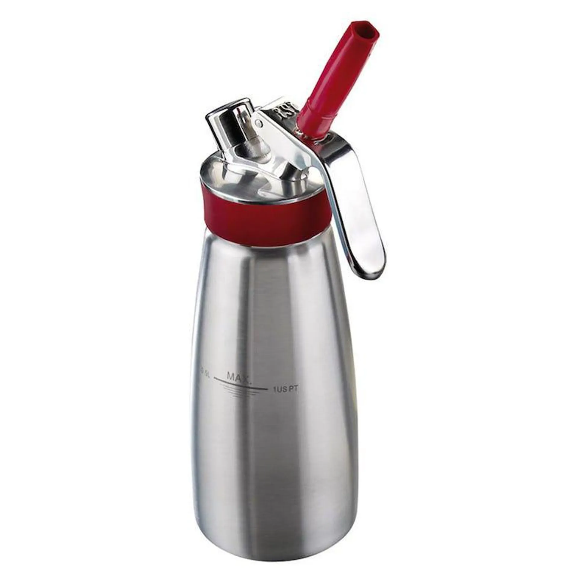 iSi Gourmet Whip Plus Sahnespender 0.5 l, Edelstahl, silber / rot, für warme und kalte Anwendungen