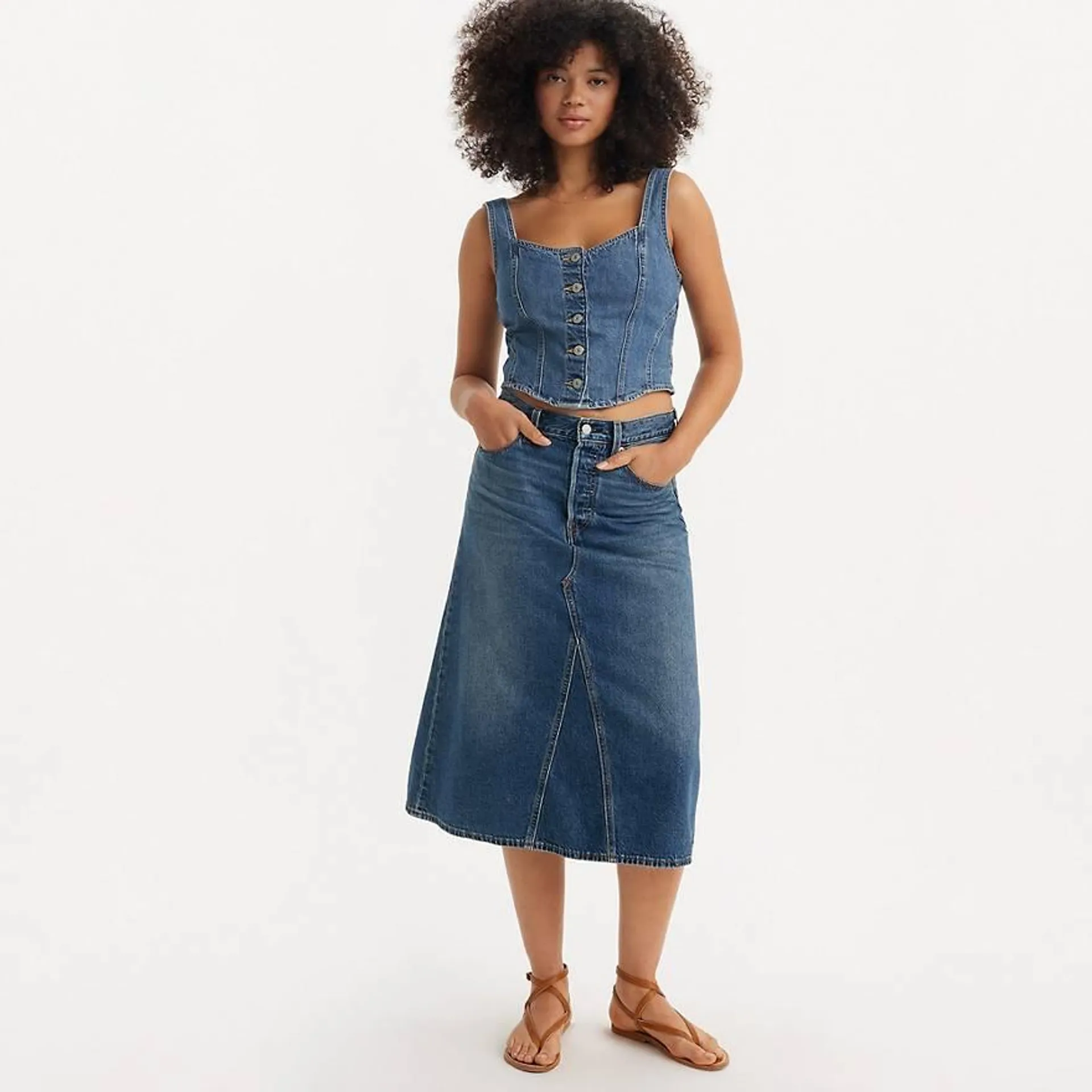 High Rise A Line Decon Skirt