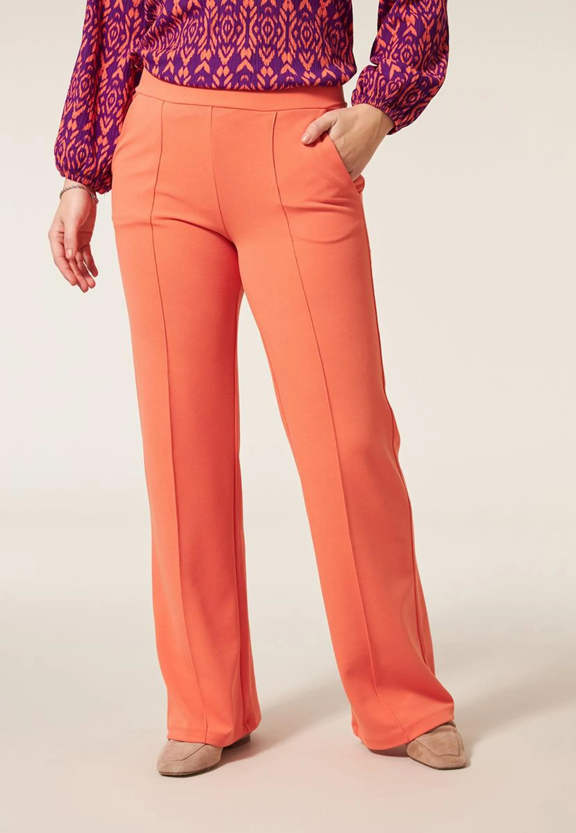 Broek wide leg oranje 32"