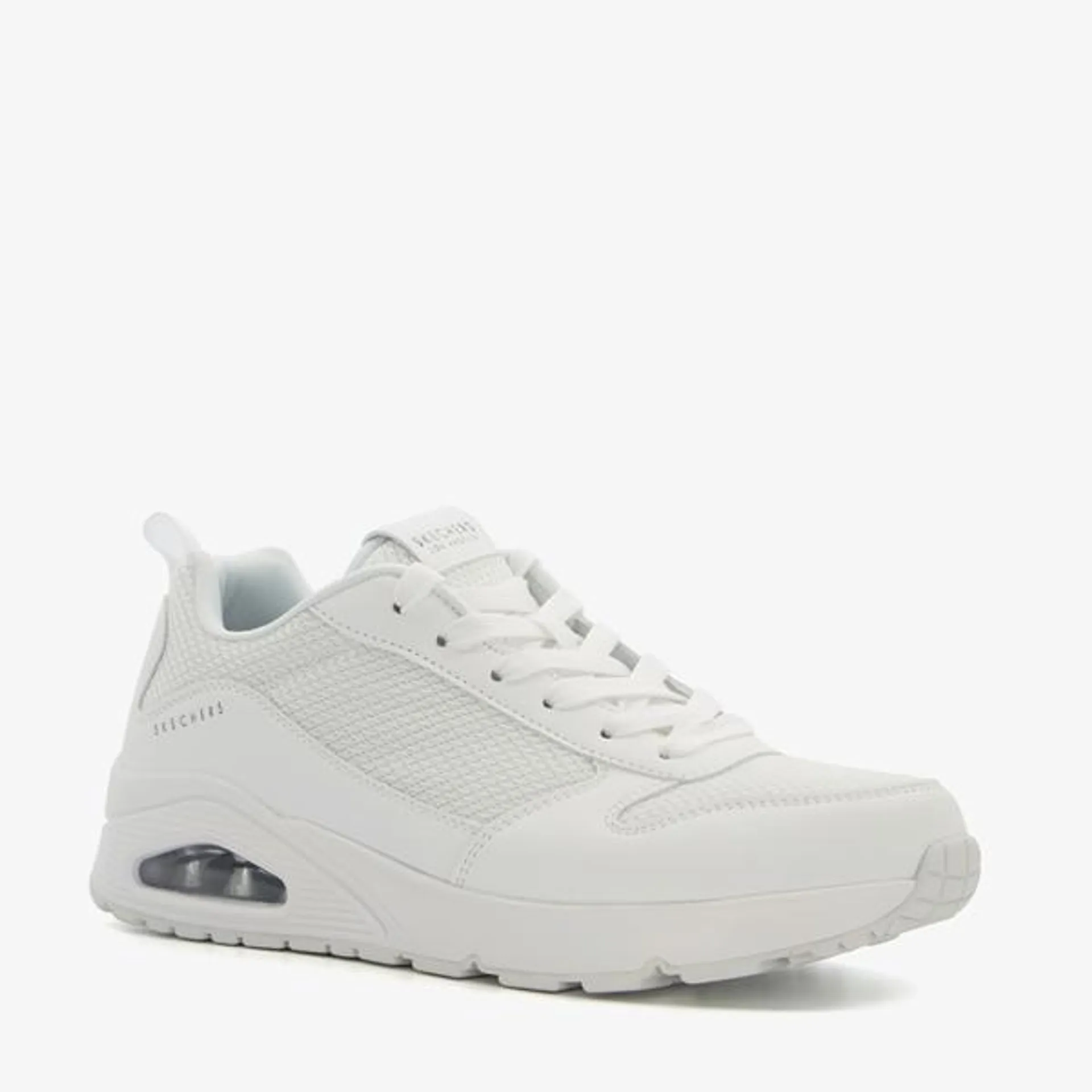 Witte Skechers Uno Fasttime sneakers voor heren. Het ademende bovenwerk is ...