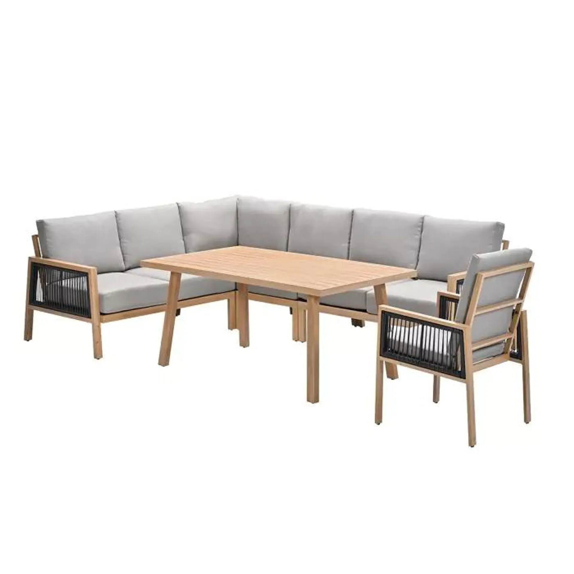 San Capri lounge dining set 6-delig incl. stoel - light teak aluminium