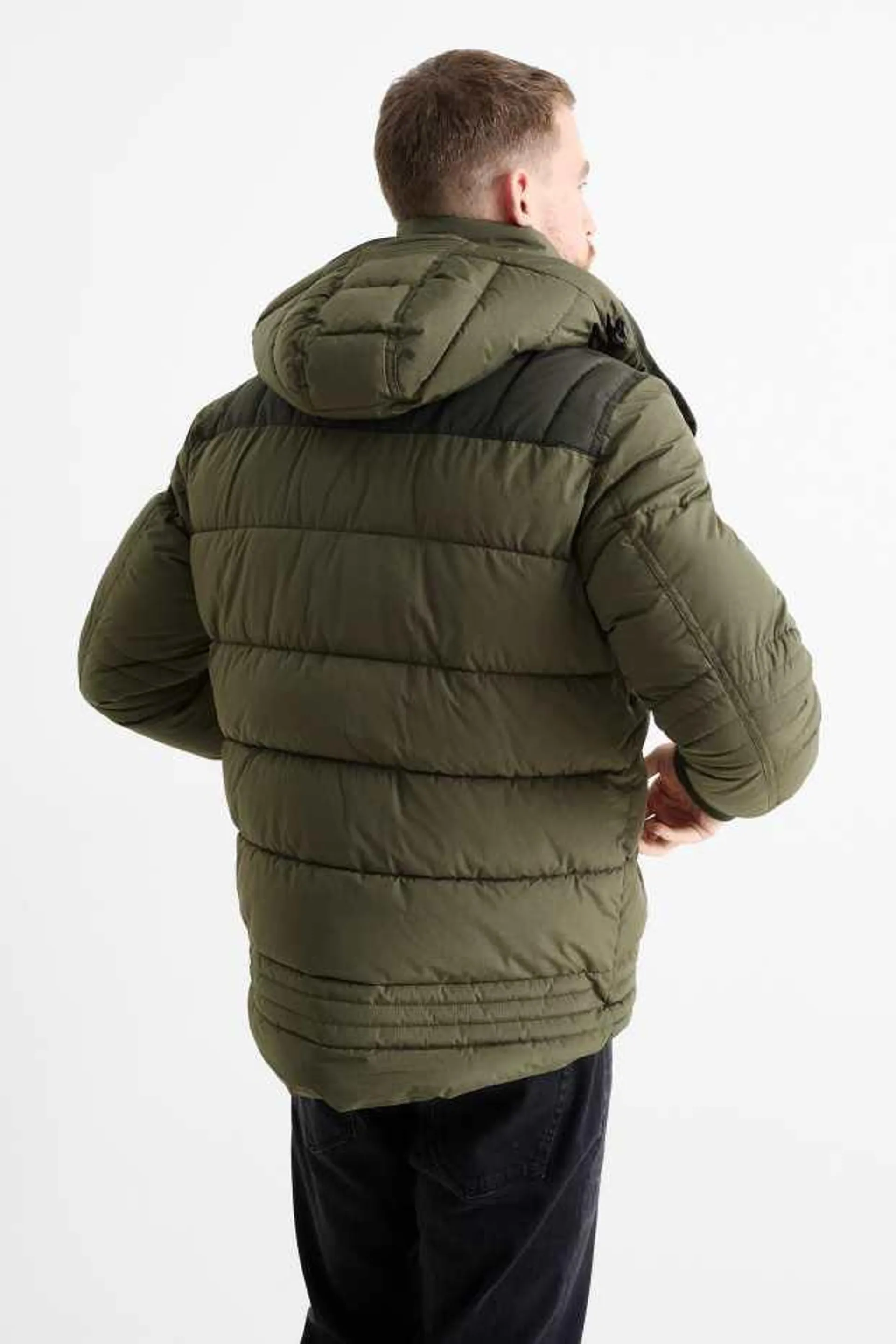 Quilted jacket with hood - water-repellent