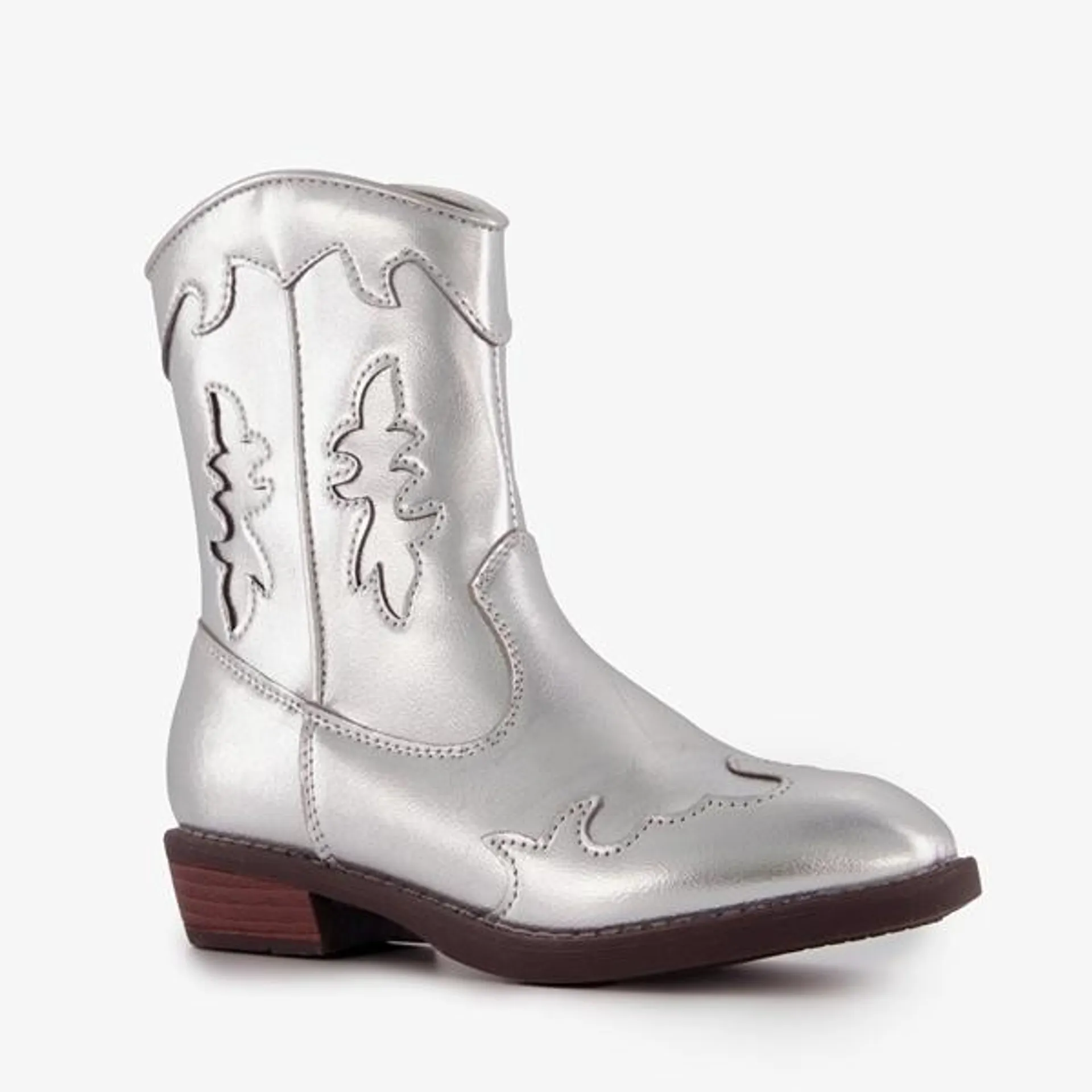 Blue Box meisjes western boots zilveren metallic