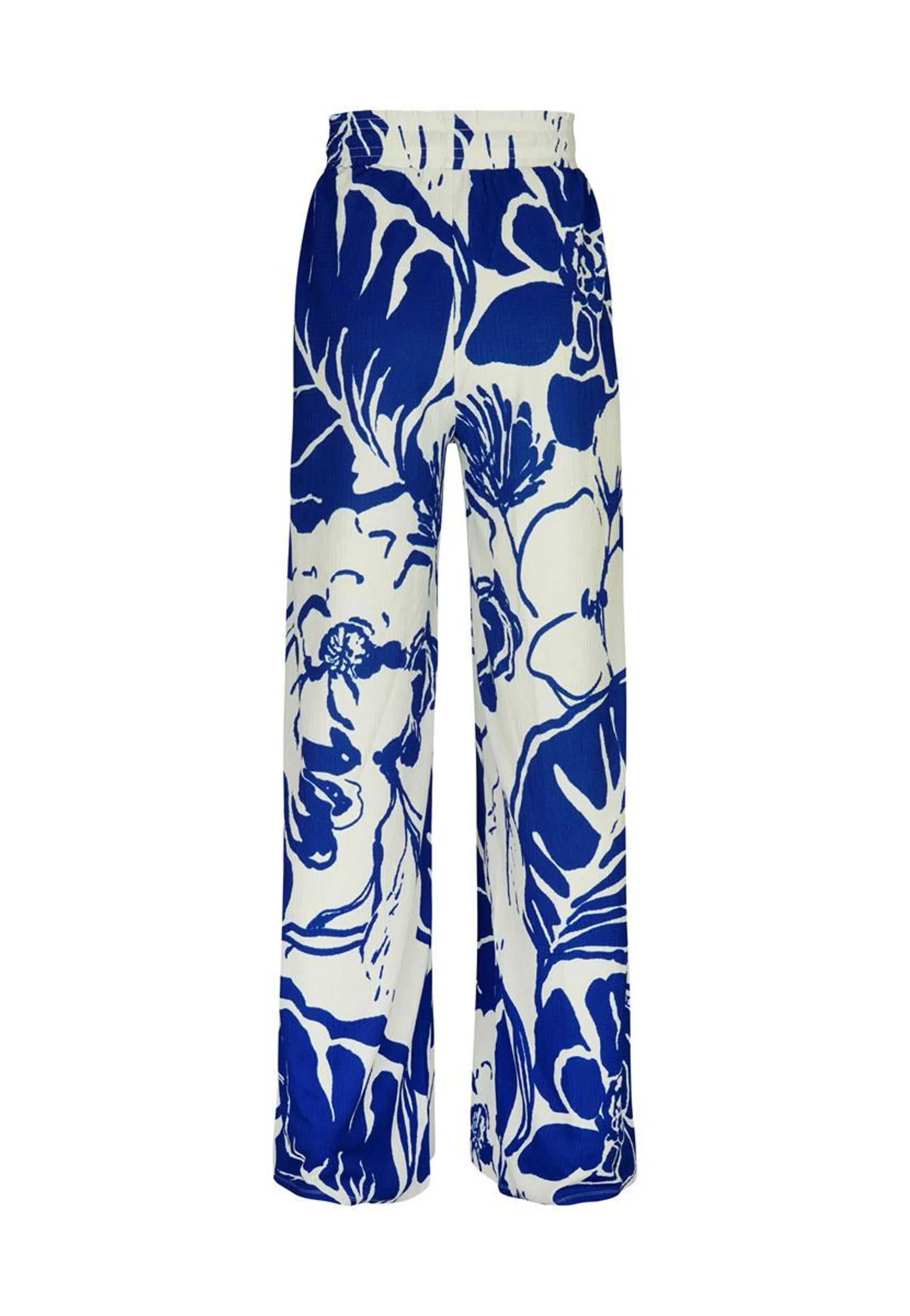 Broek wide leg print blauw 36"