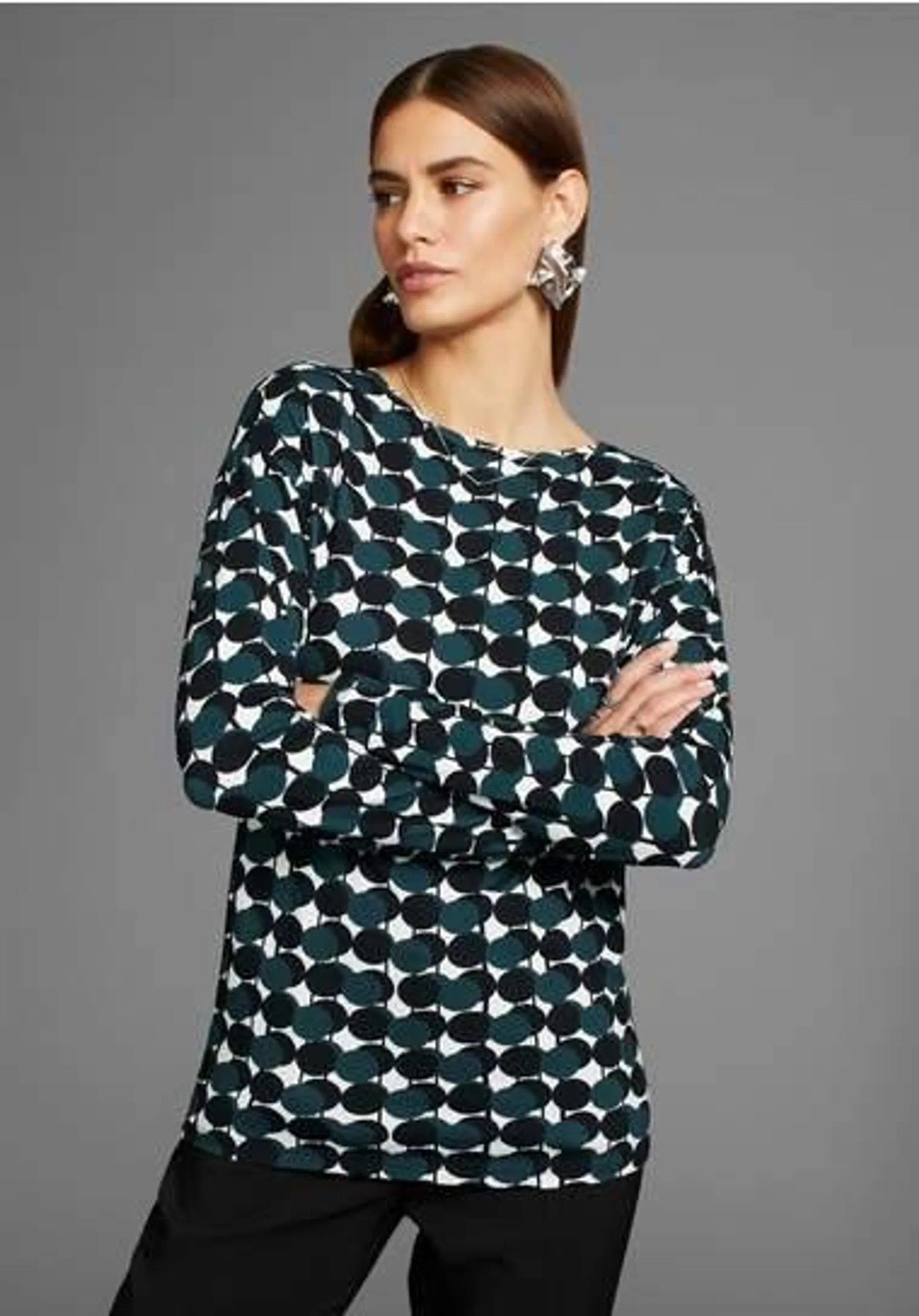 HECHTER PARIS Shirt met lange mouwen met mooie all-over print - nieuwe collectie