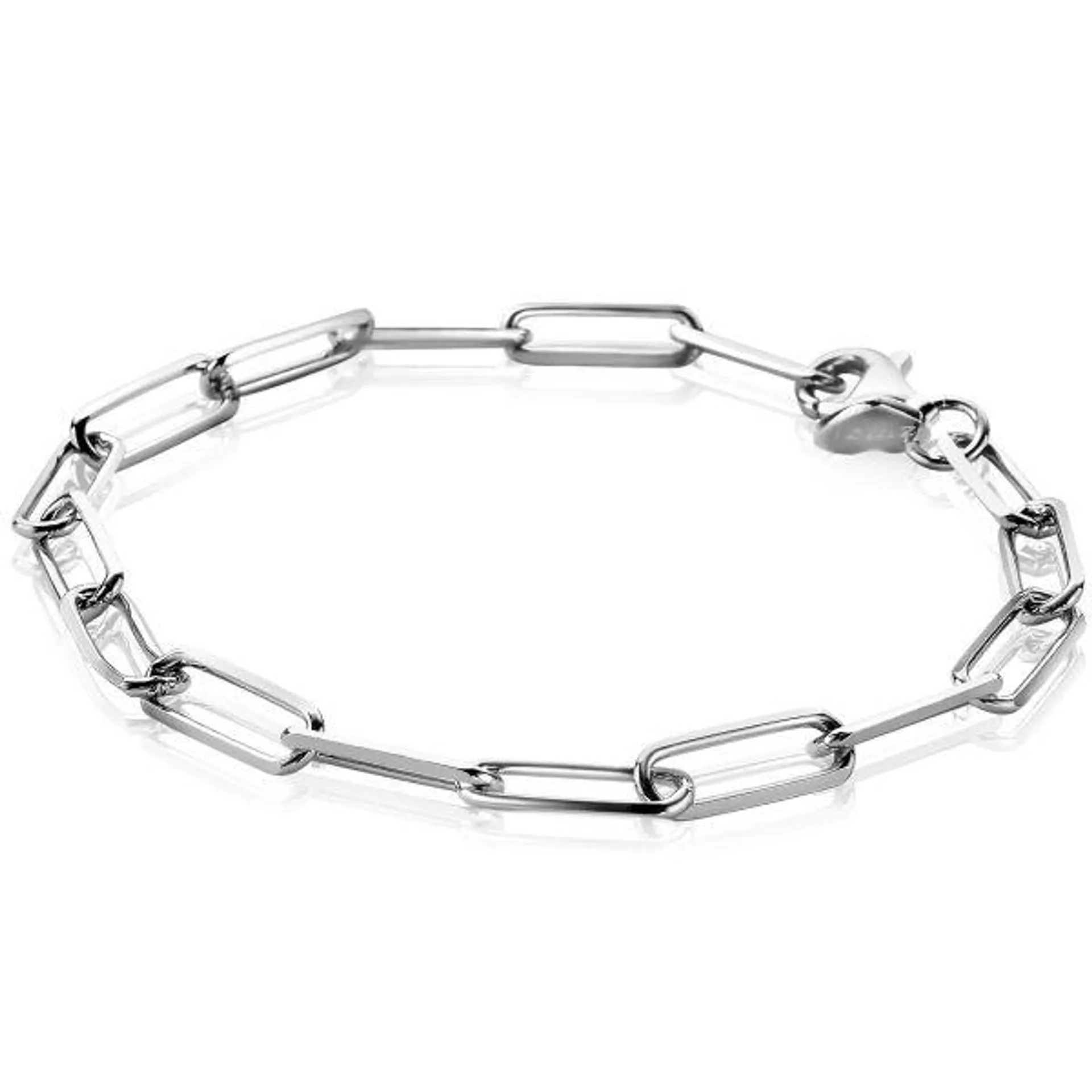 ZINZI Sterling Silver Paperclip Chain Bracelet width 5mm 19cm ZIA2207