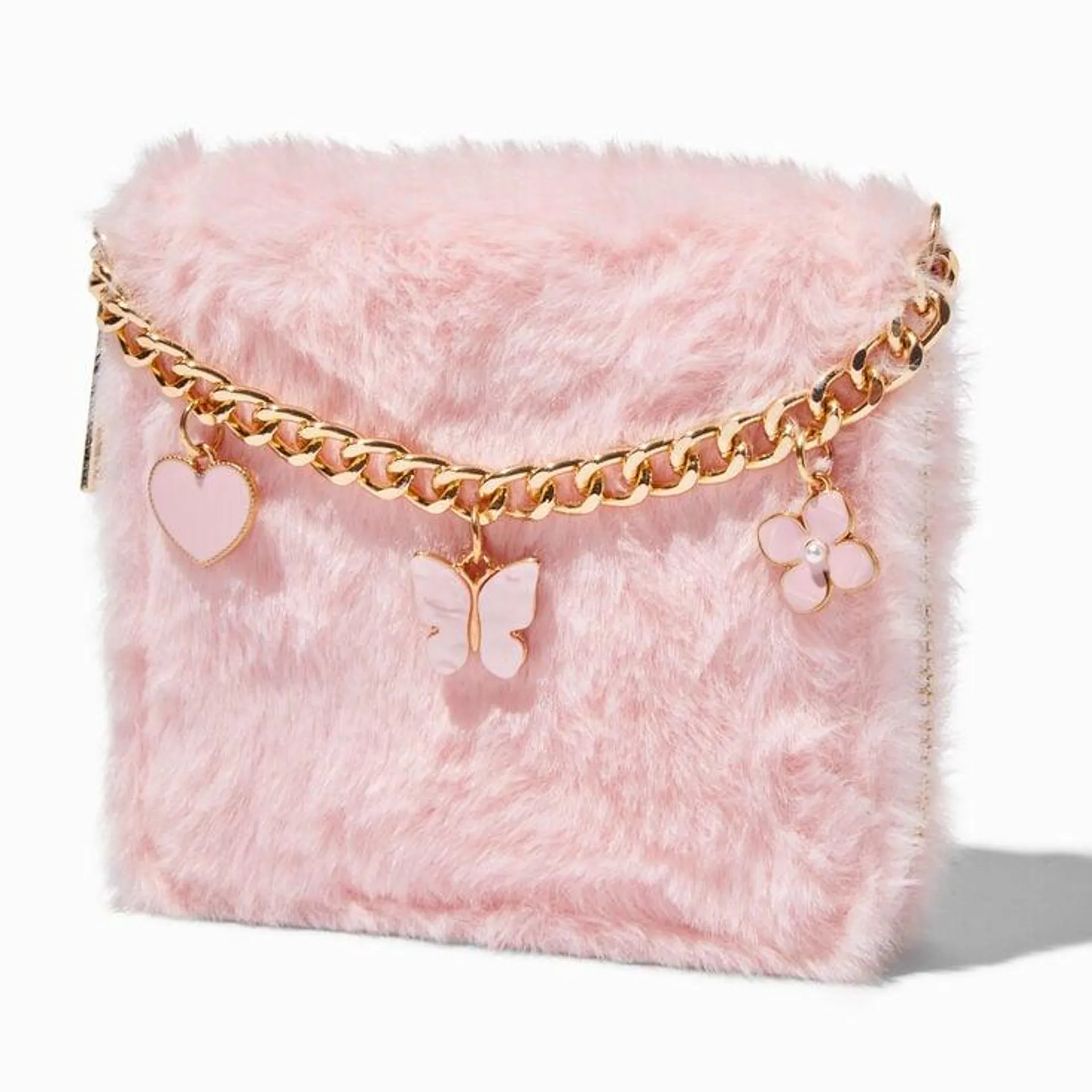 Blush Pink Furry Zip Around Wallet