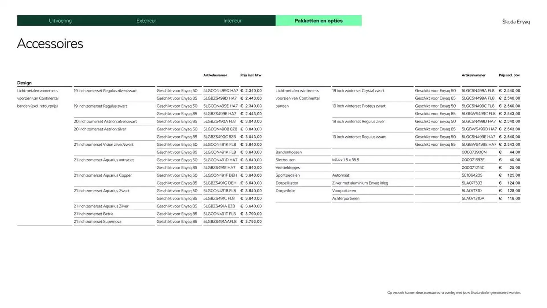 Škoda Enyaq prijslijst per 1 oktober 2024 van 29 oktober tot 29 oktober 2025 - Folder pagina 15