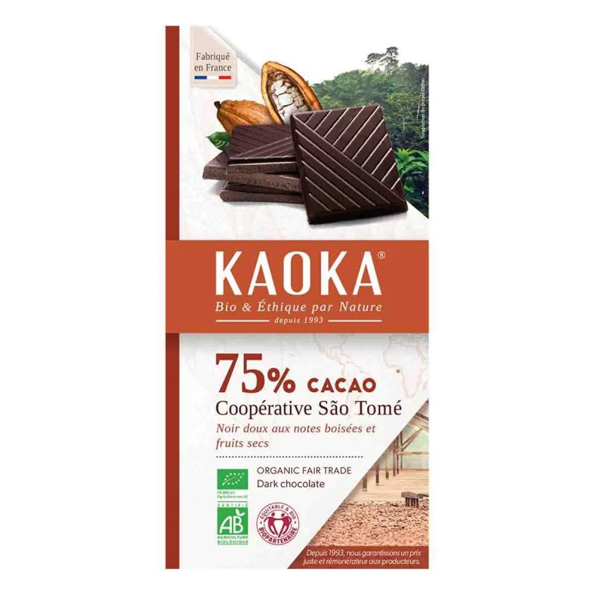 Chocolade puur sao tome 75%