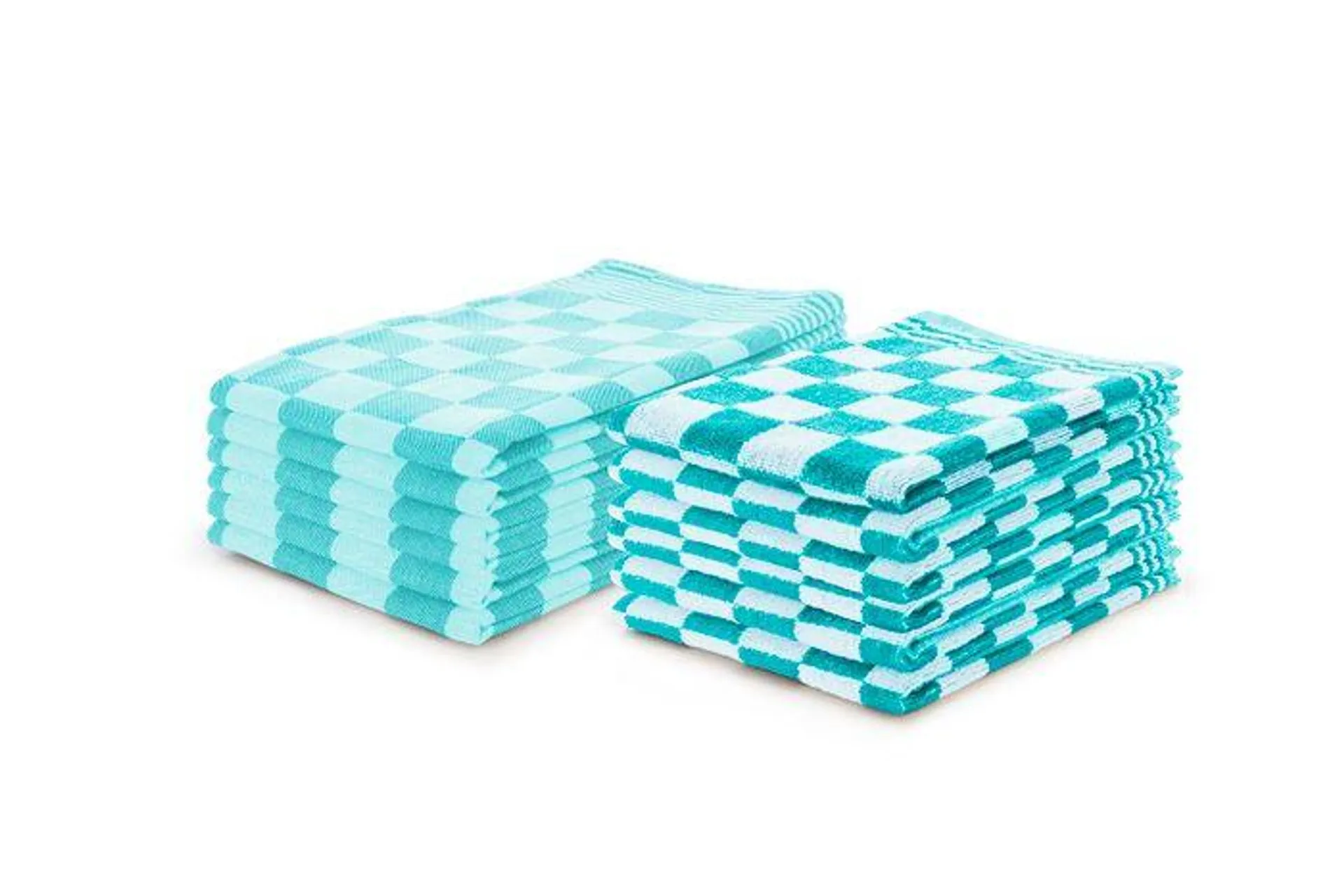 Eleganzzz Theedoeken & Keukendoeken Set Blok - turquoise - set van 12