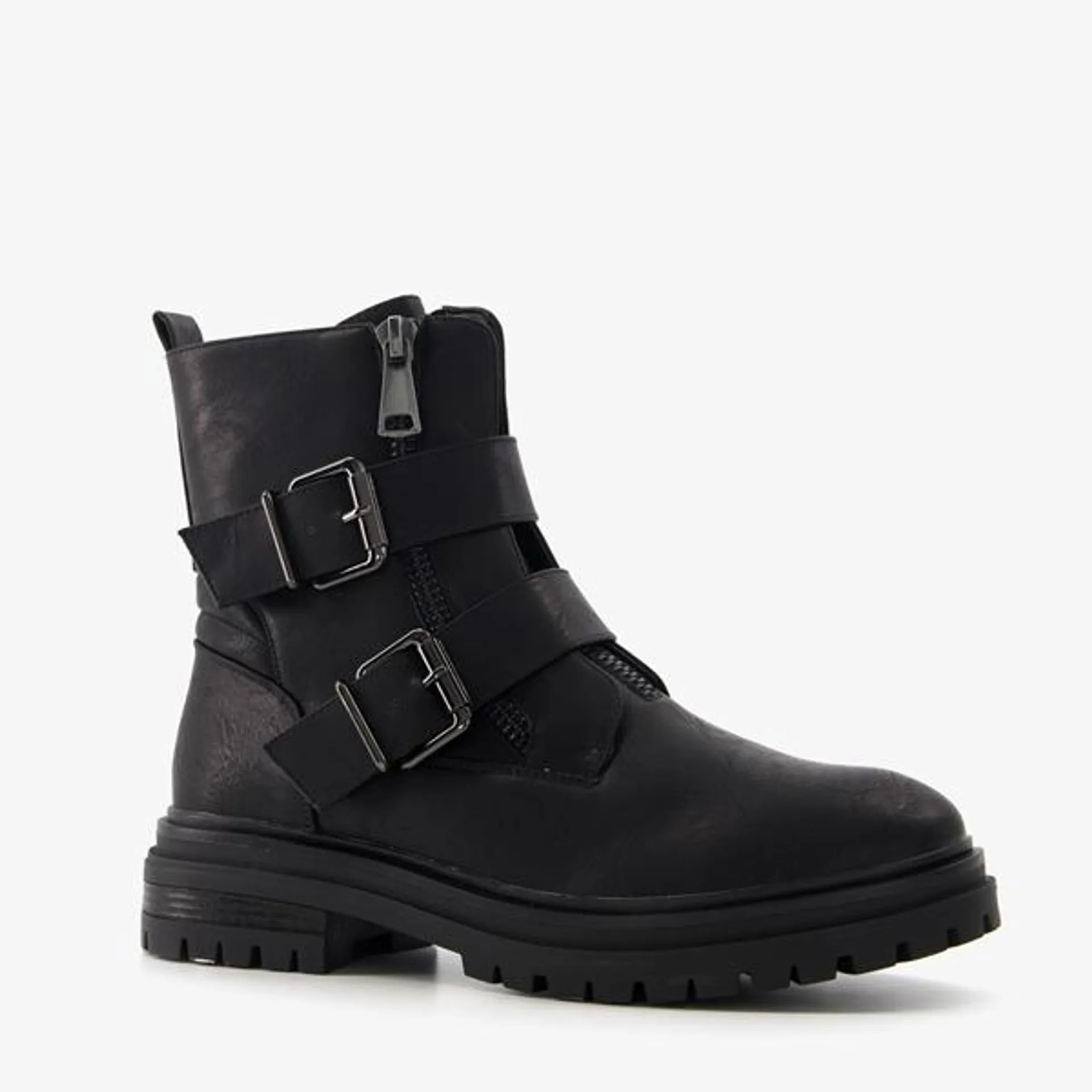 Blue Box dames biker boots zwart