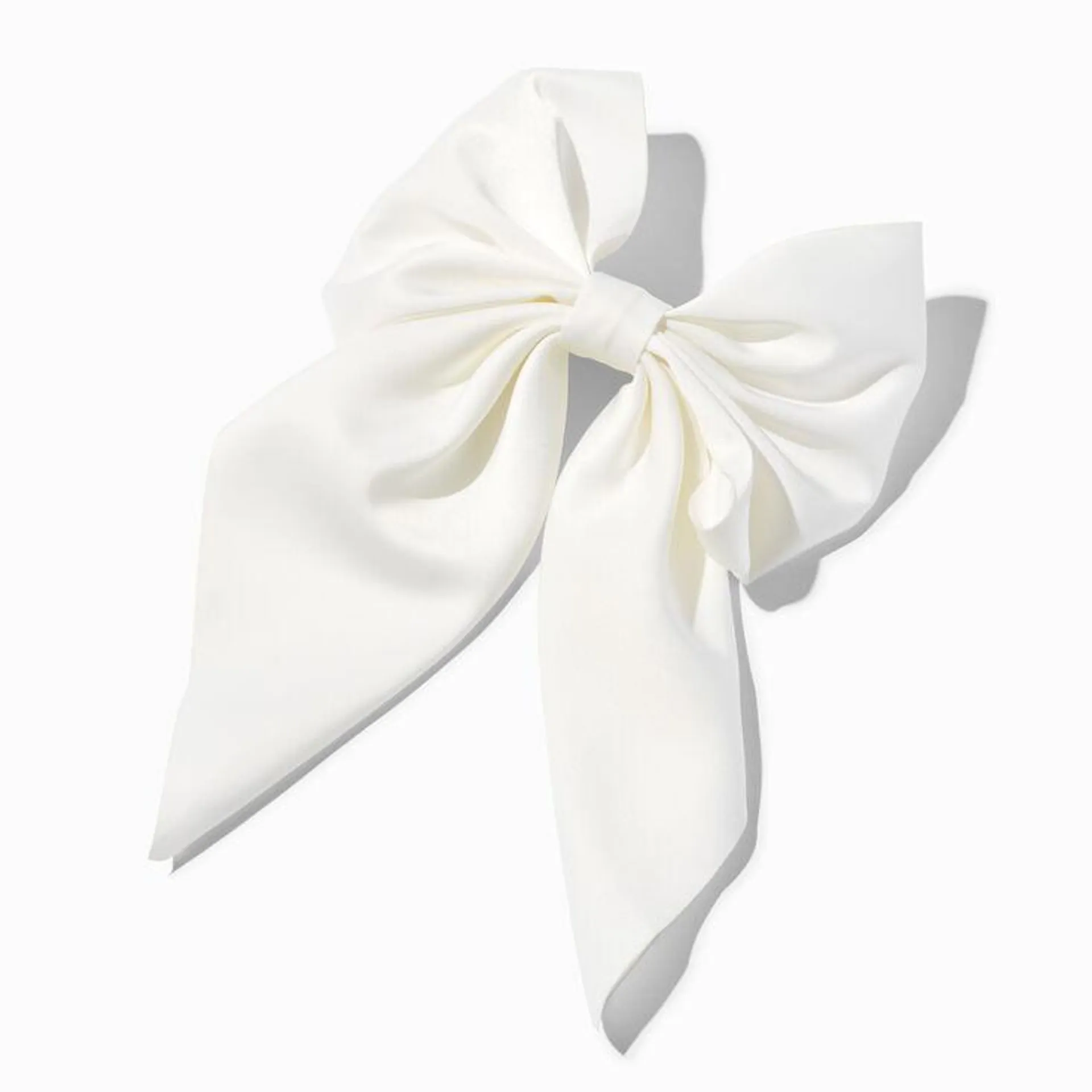 White Satin Bow Barrette Hair Clip