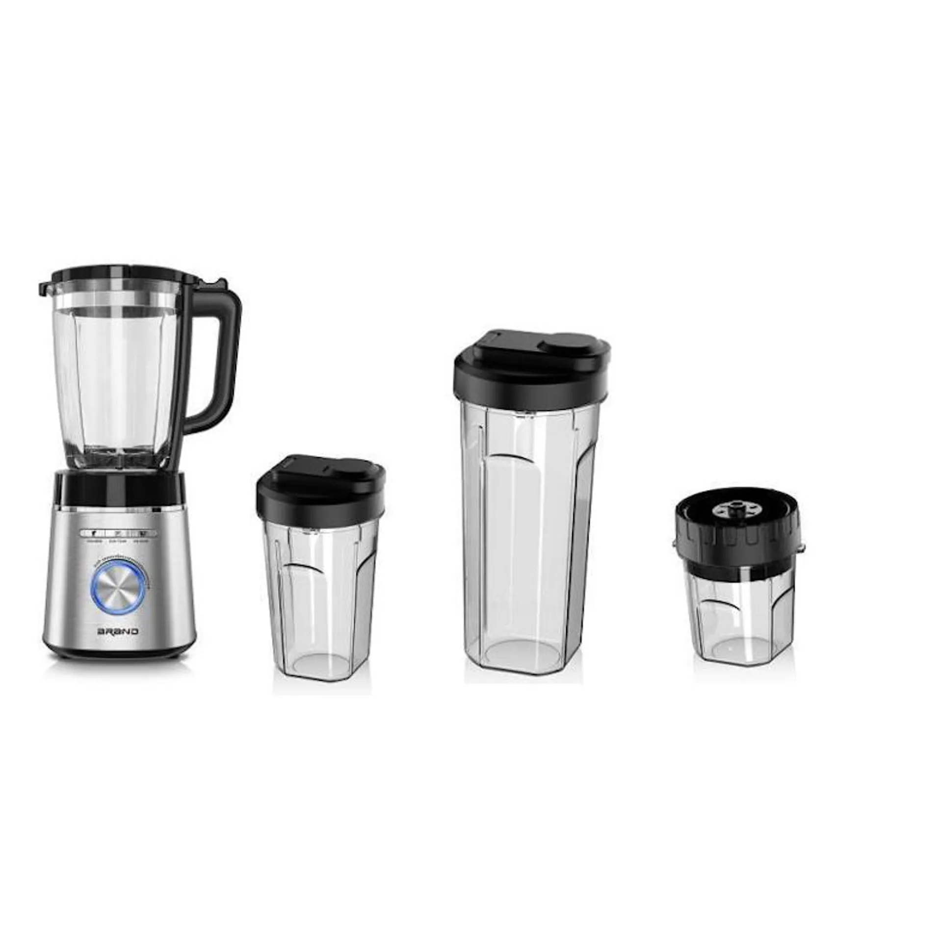 Tarrington House Blender, roestvrij staal, 19 x 22,5 x 42,5 cm, 1400 W, 1,75 L, 3 bekers, zilver / zwart