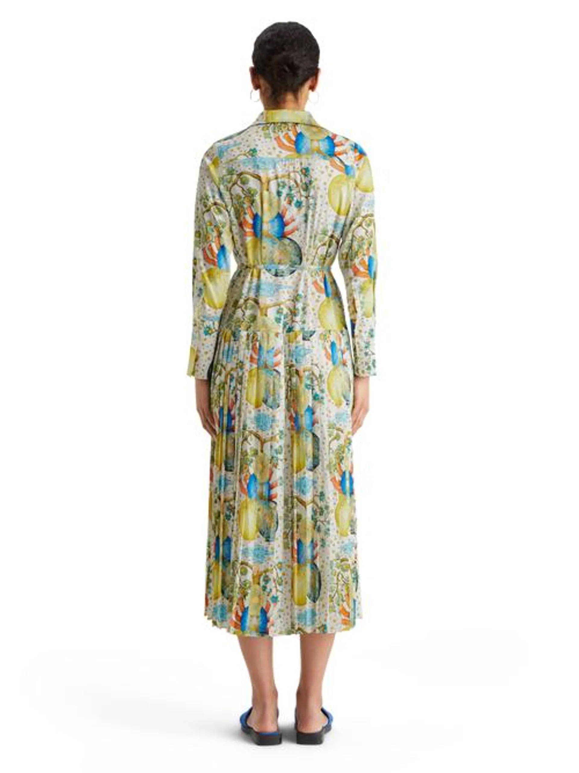 Maxi pleated dress embassy print