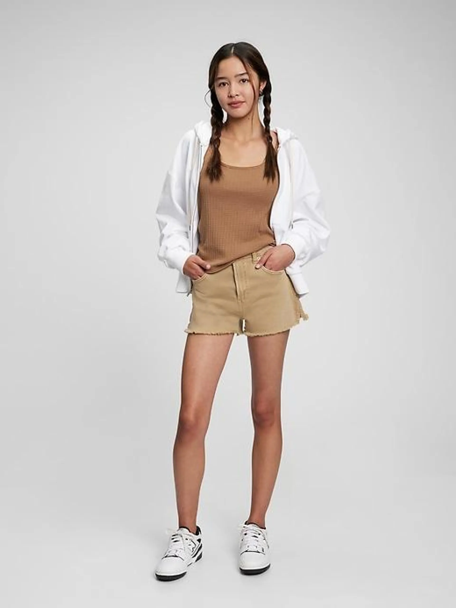 Teen Sky High Rise Khaki Shorts