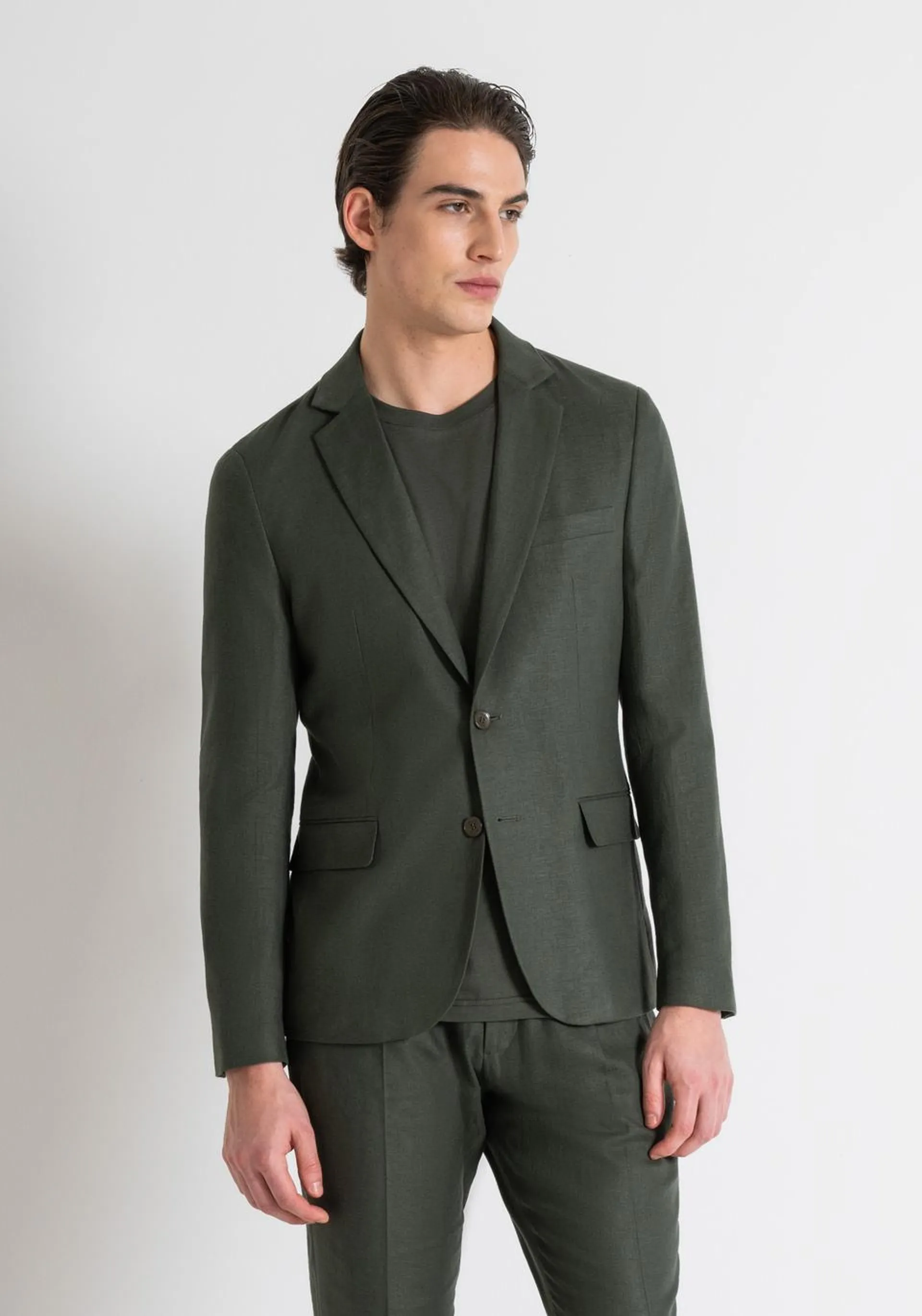 ZELDA" SLIM FIT JACKET IN LINEN BLEND FABRIC