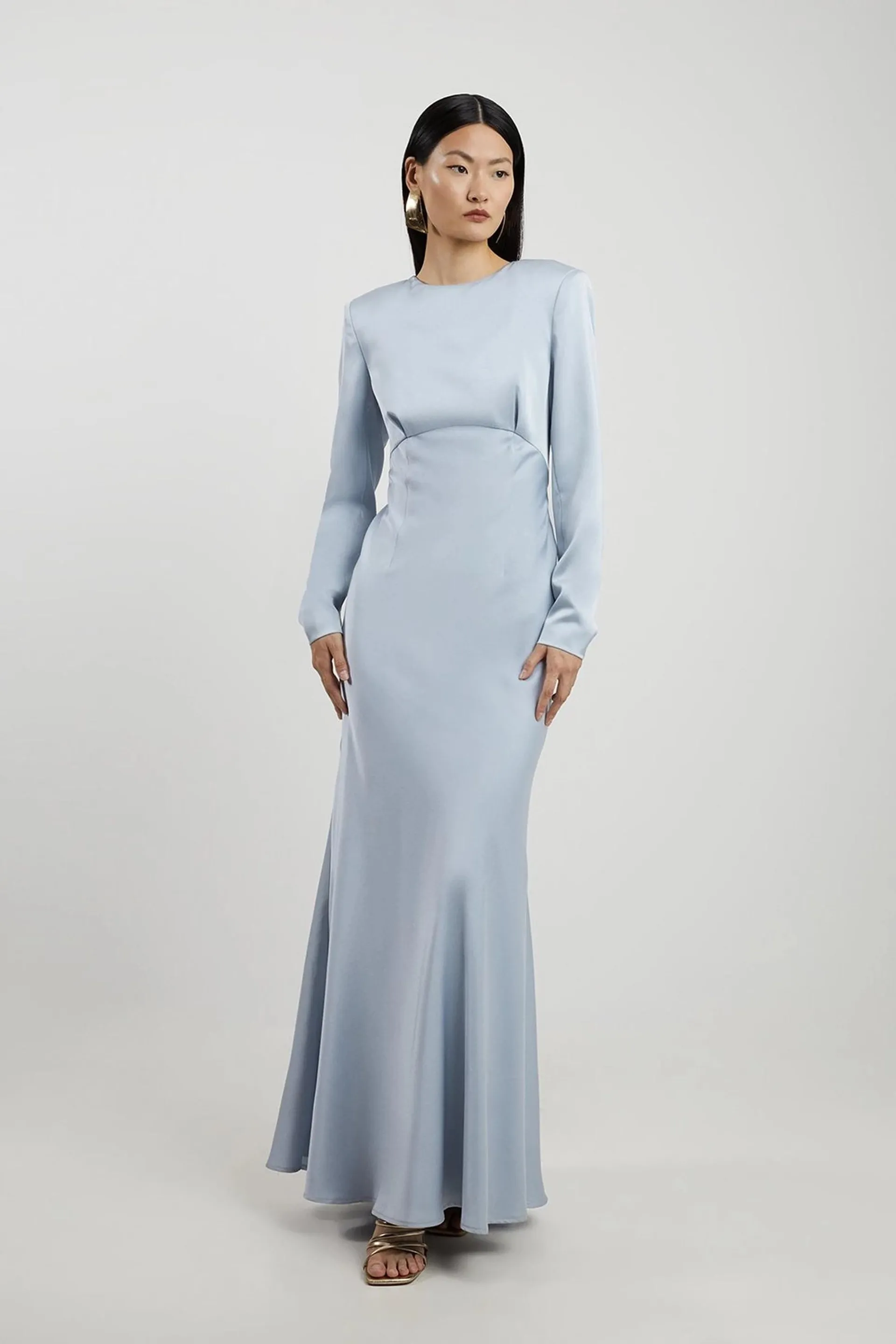 Satin Long Sleeve Maxi Dress