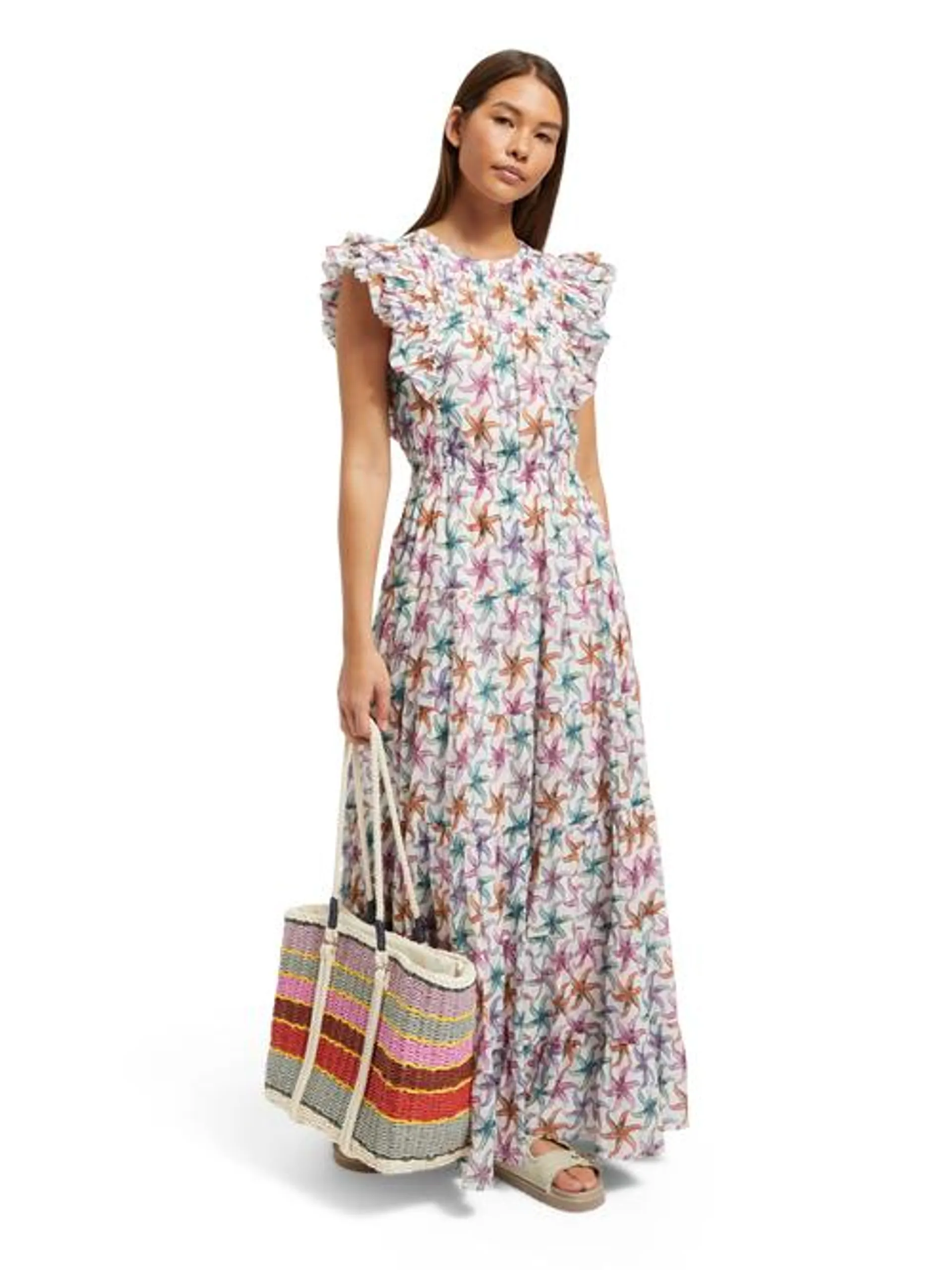 PRINTED MAXI COTTON VOILE DRESS