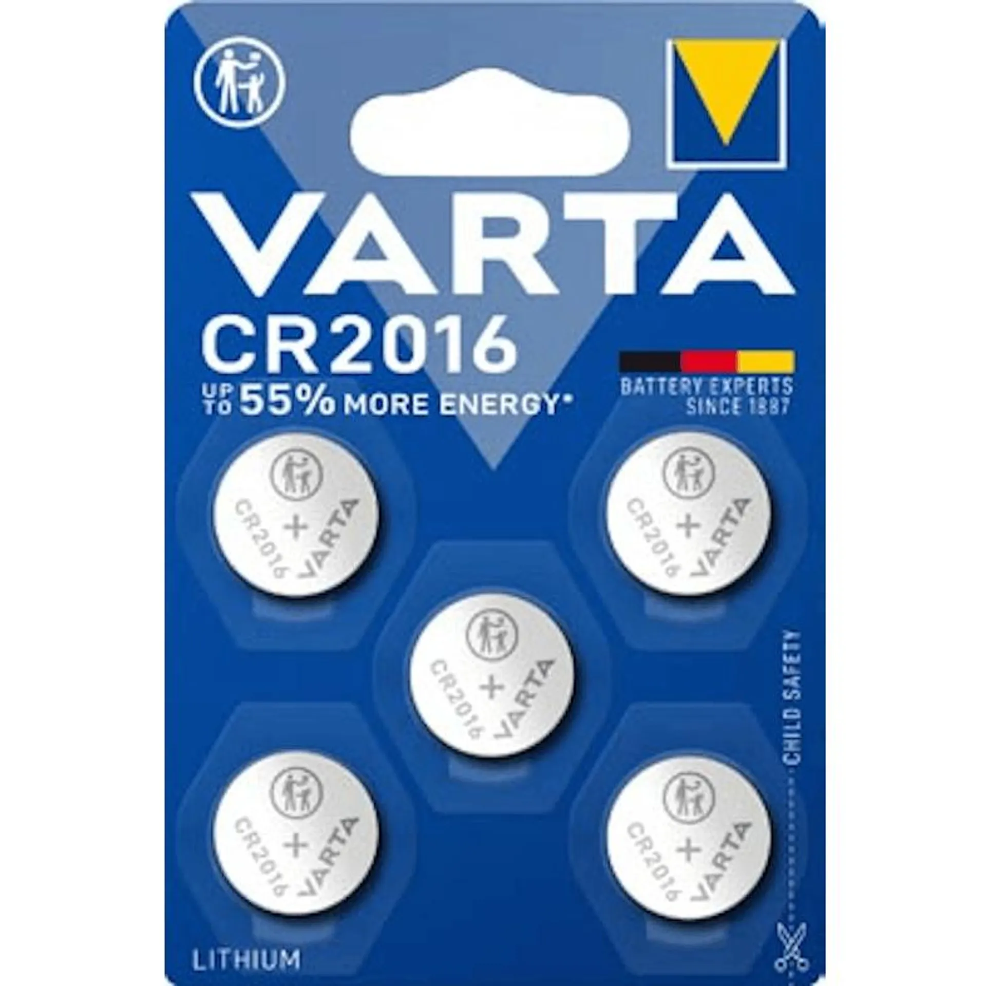 Varta knoopcel Lithium CR2016, blister van 5 stuks