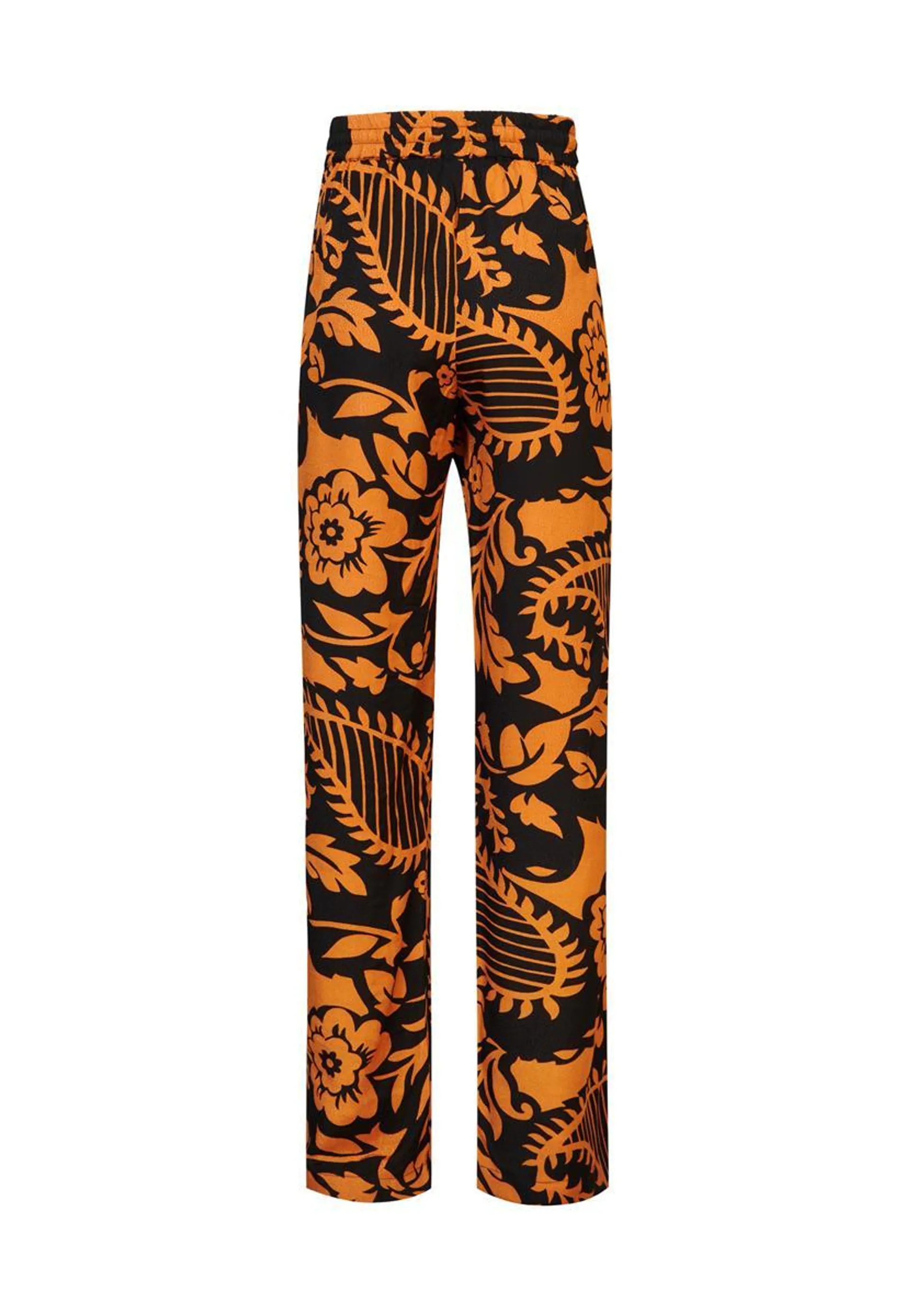 Broek jacquard wide leg print oranje 36"