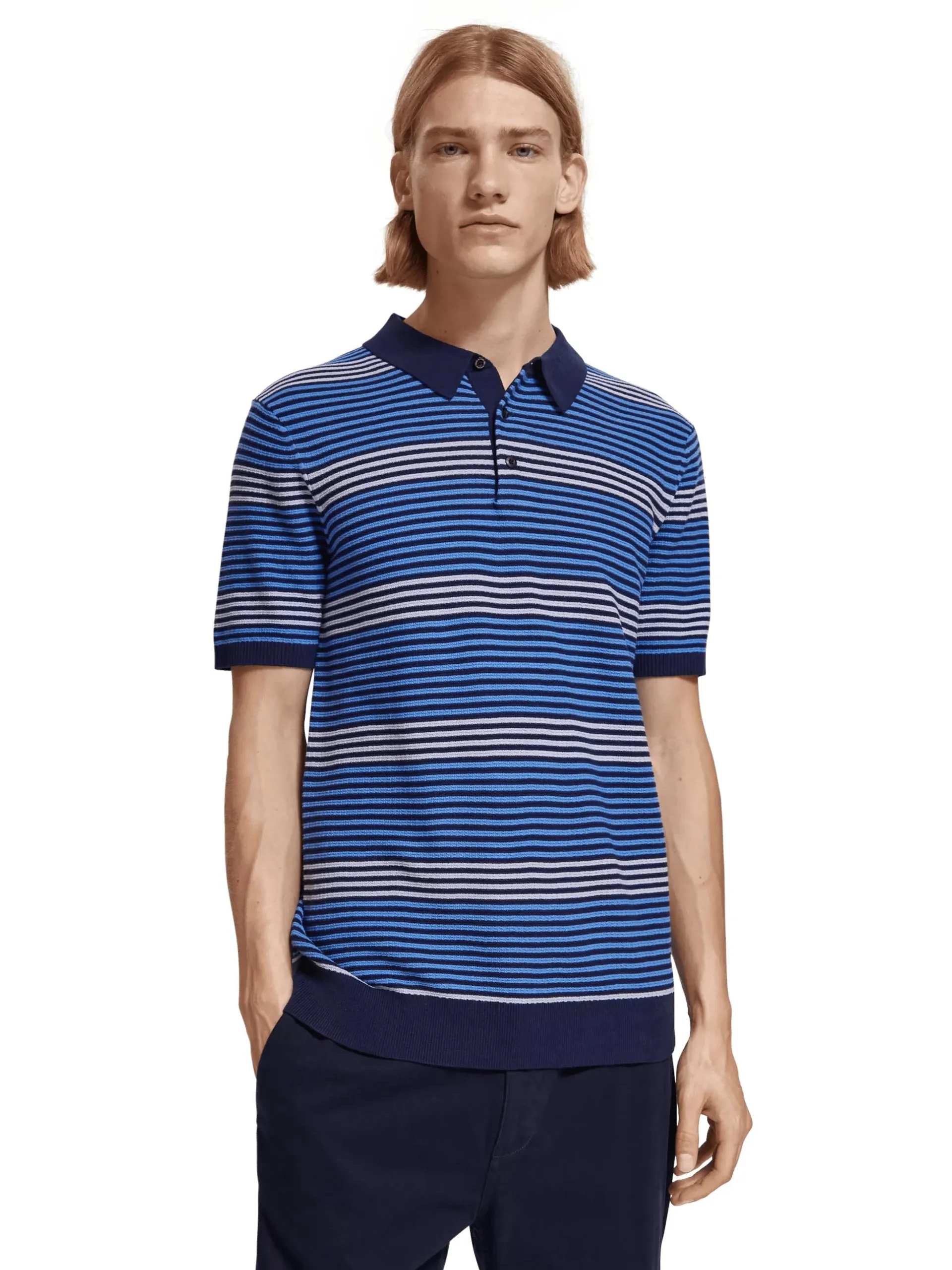 Striped knitted polo