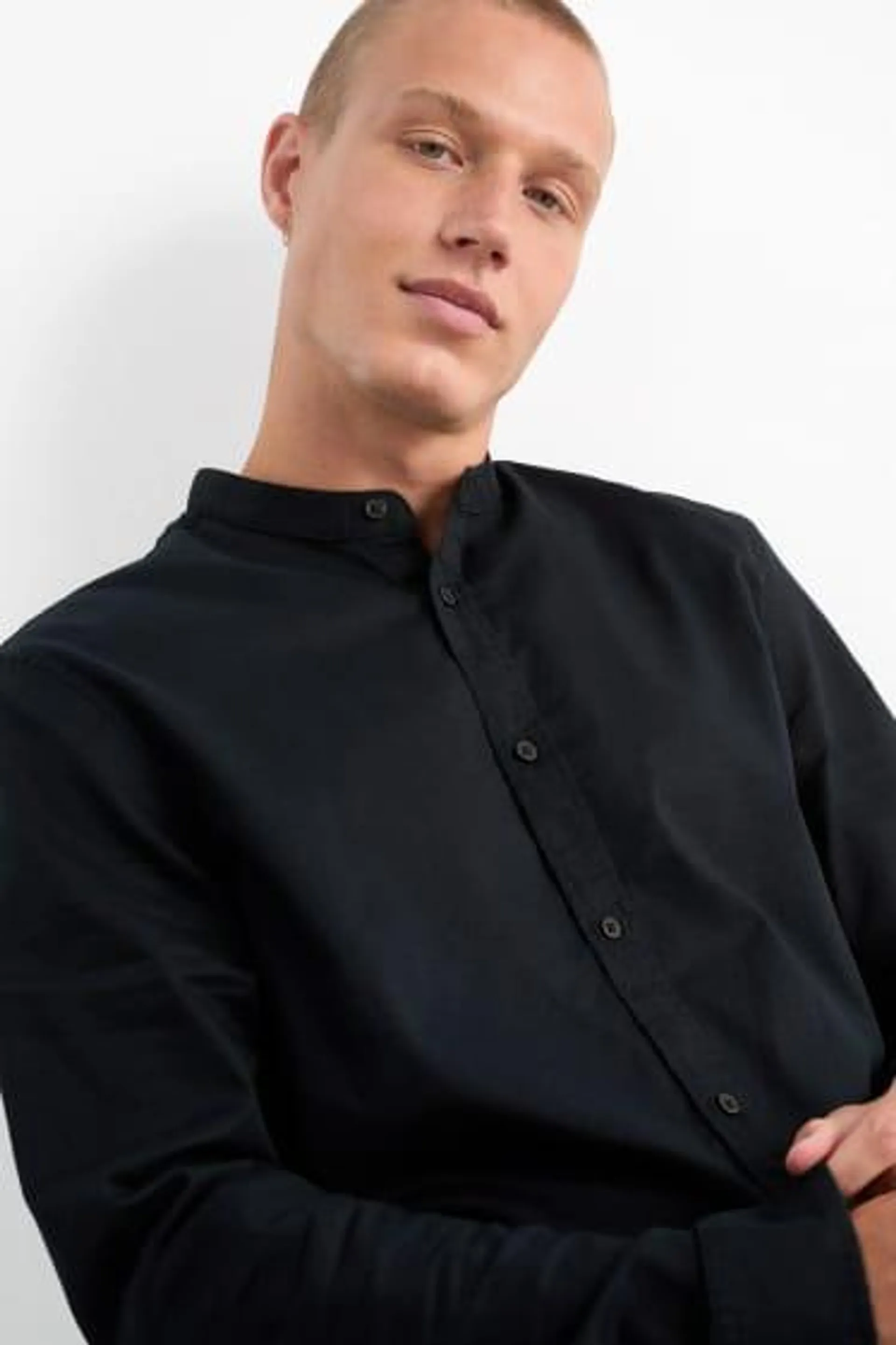 Oxford shirt - regular fit - band collar