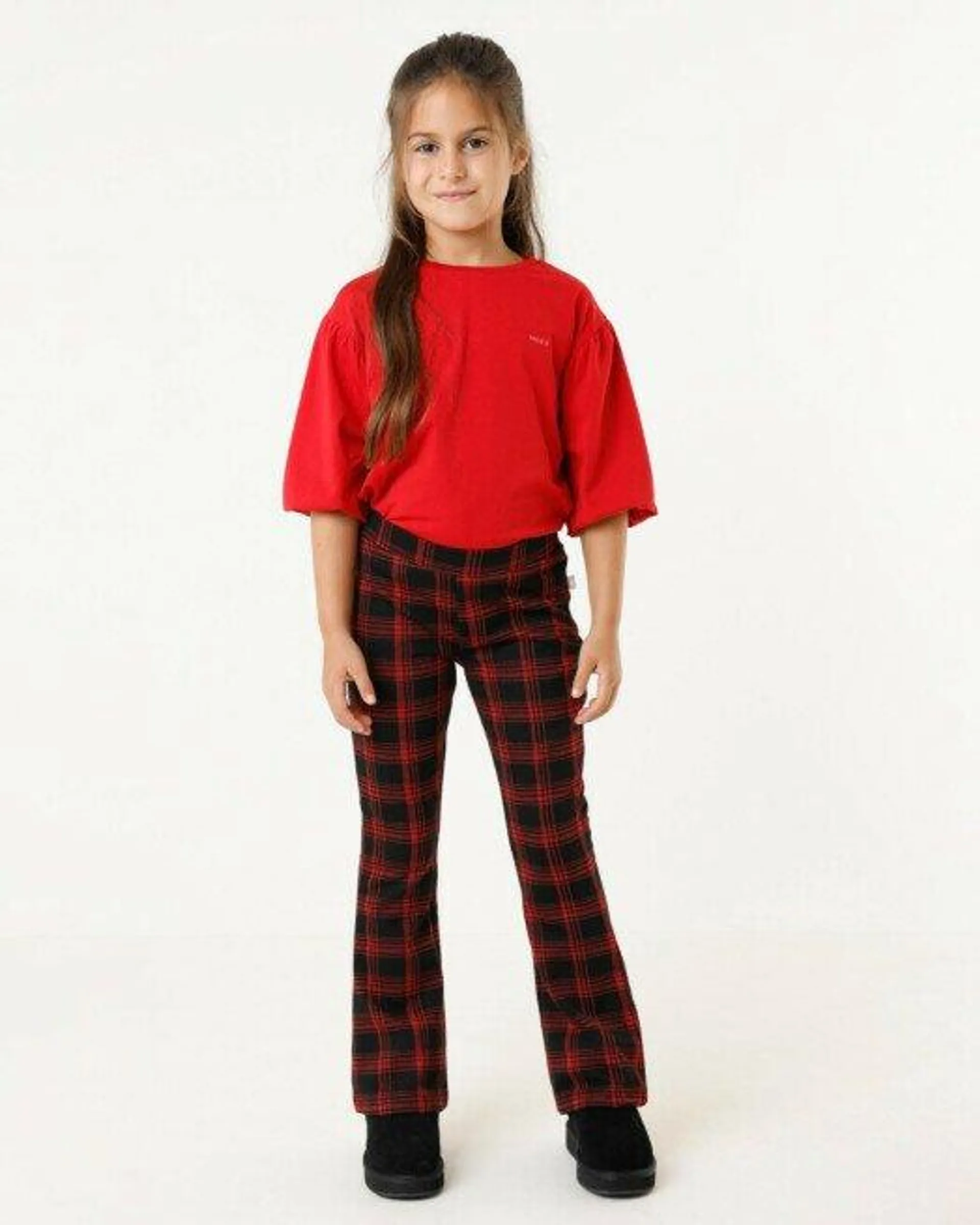 Checked flared pants Red