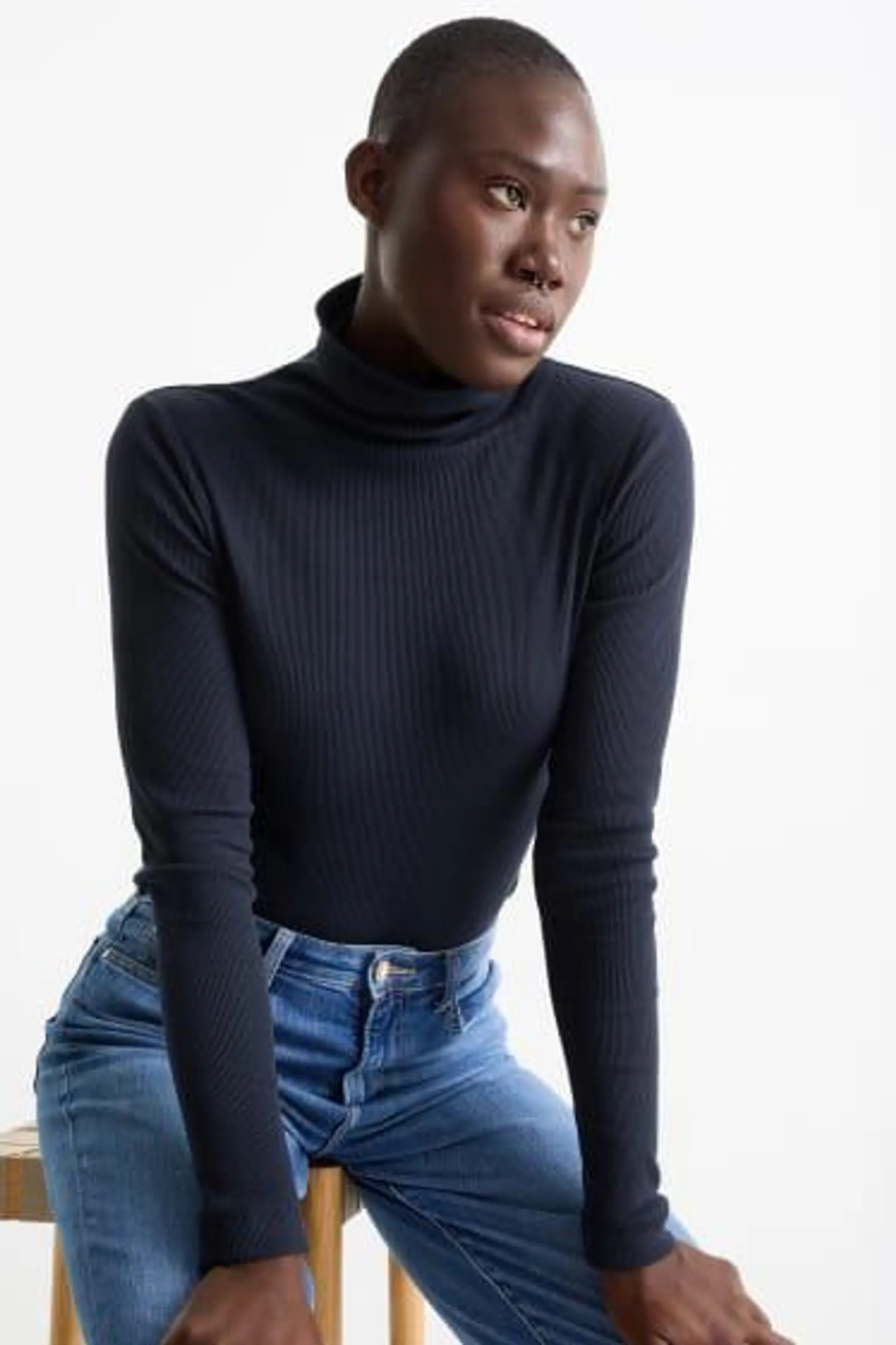 Multipack of 2 - basic polo neck top