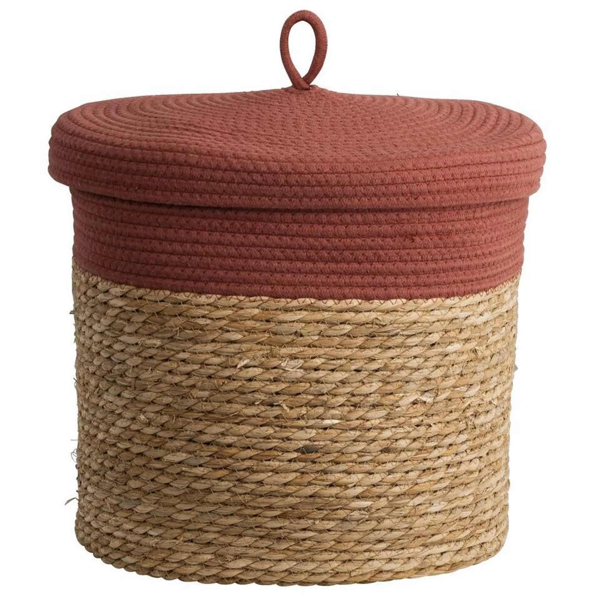 Mand met deksel Nowie - terracotta - katoen - 32xØ37 cm