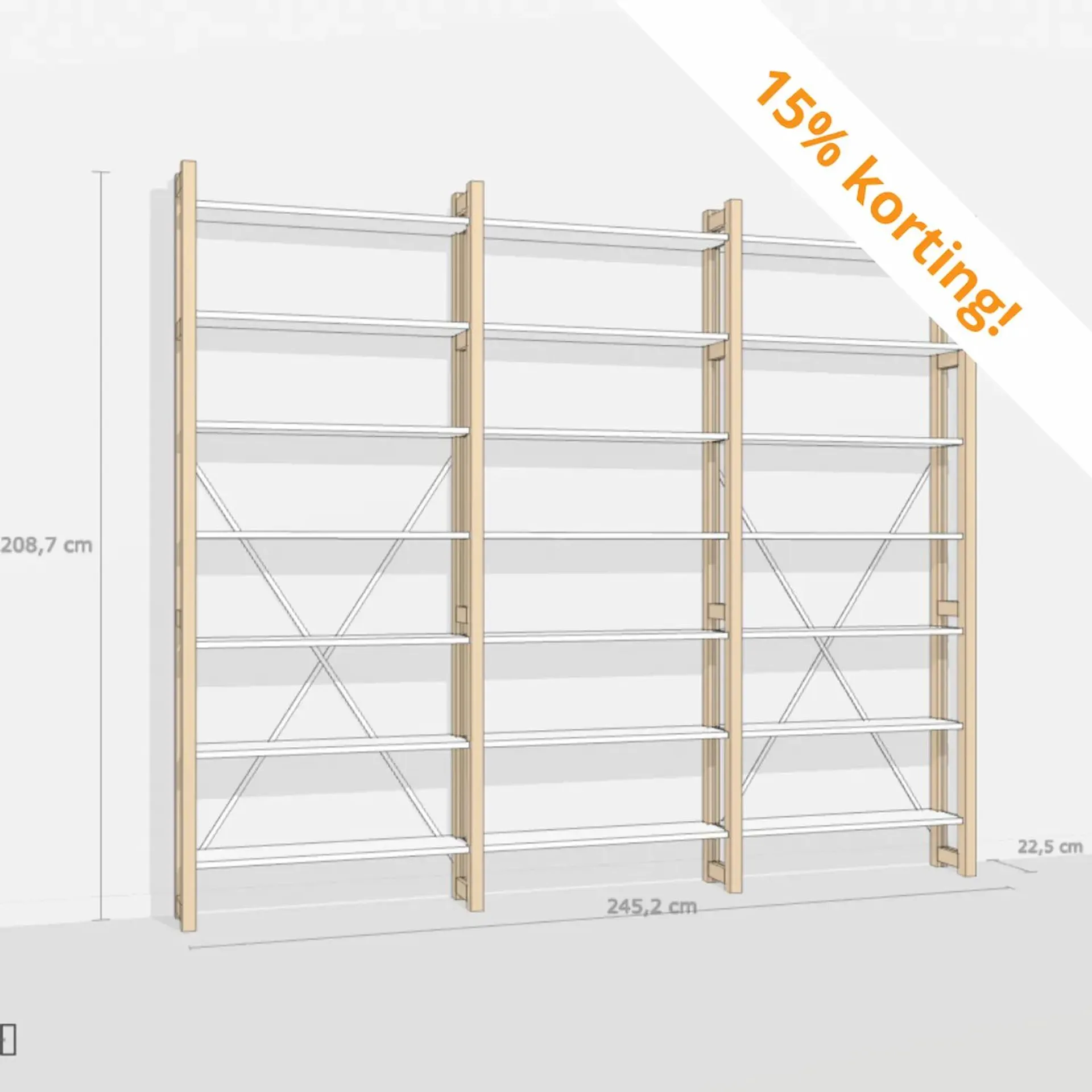 Scandinavische wandkast in Wit & Blank Gelakt – nu 15% korting!