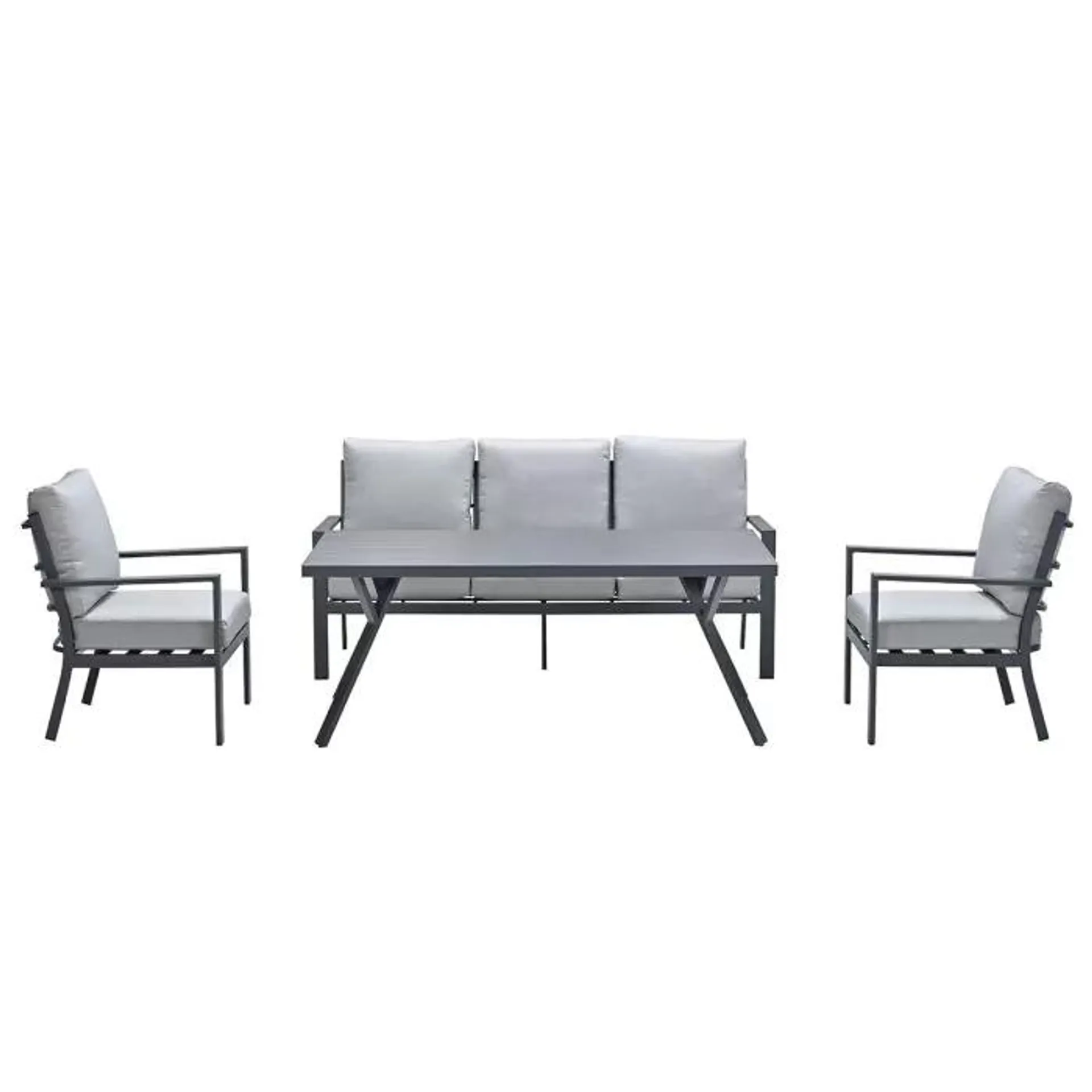 Senja lounge dining set stoel-bank 4-delig - licht grijs