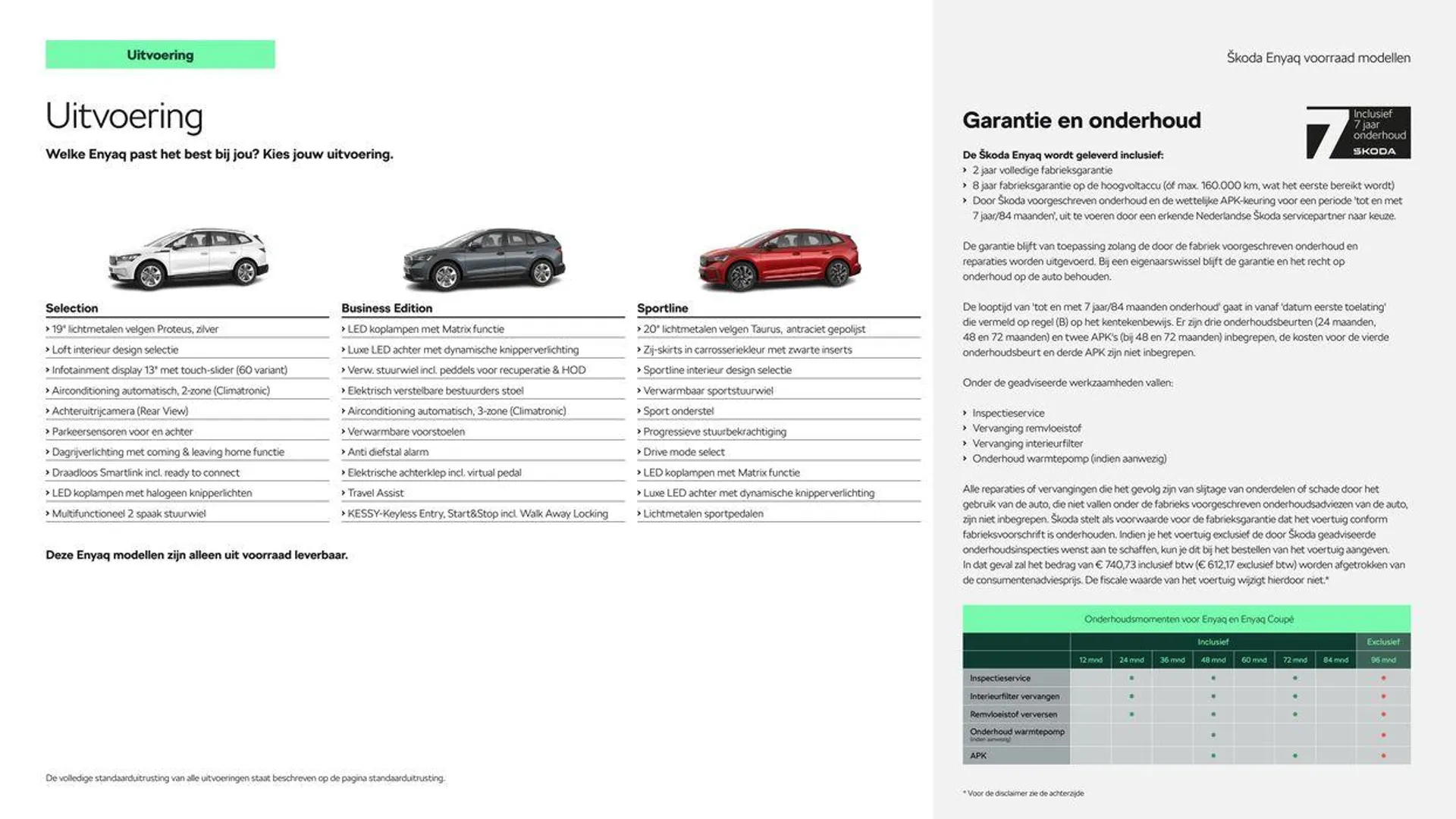 Škoda Enyaq Voorraad prijslijst per 1 juni 2024 van 5 juli tot 5 juli 2025 - Folder pagina 3