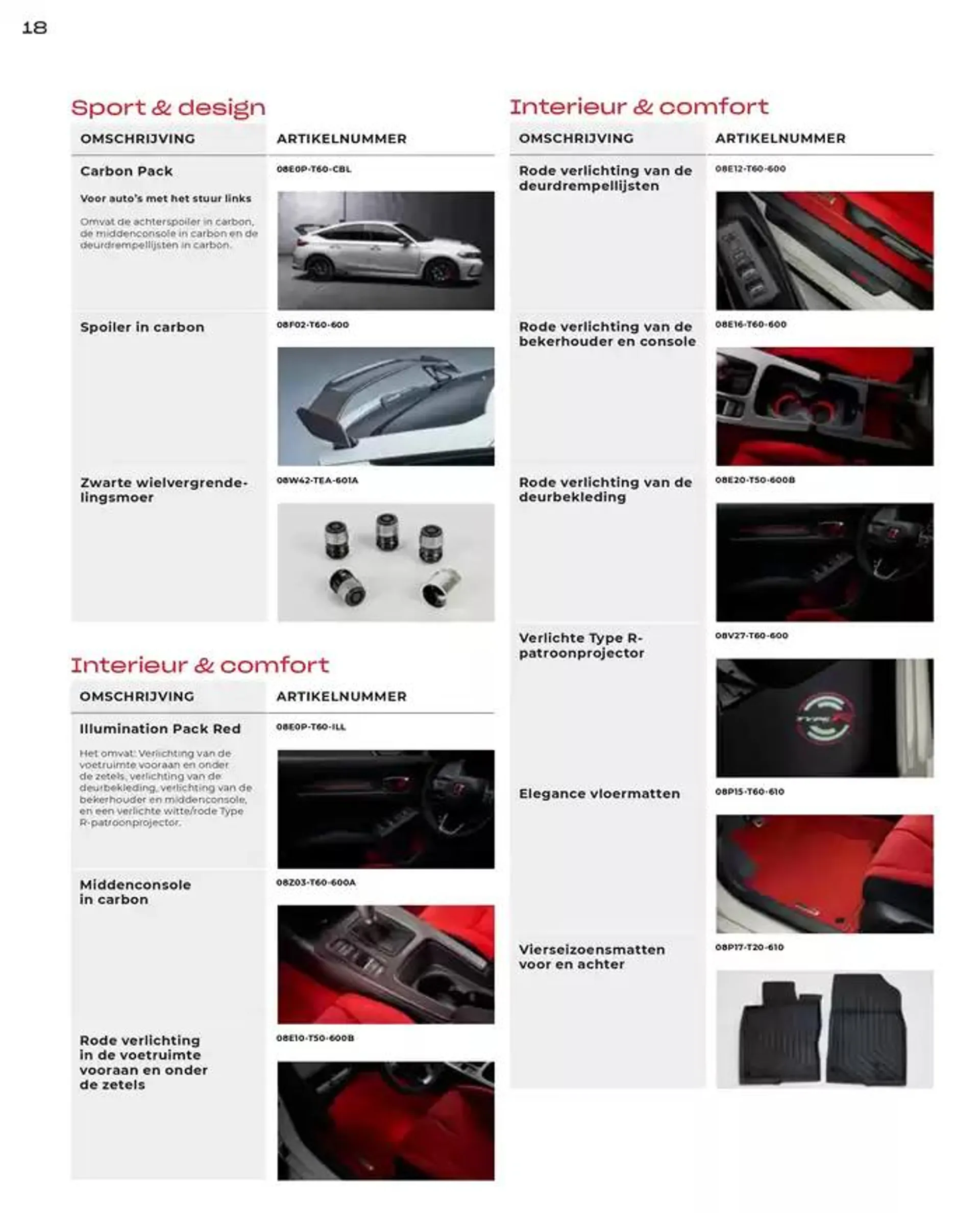 Civic Type R Accessories van 19 november tot 30 juni 2025 - Folder pagina 18