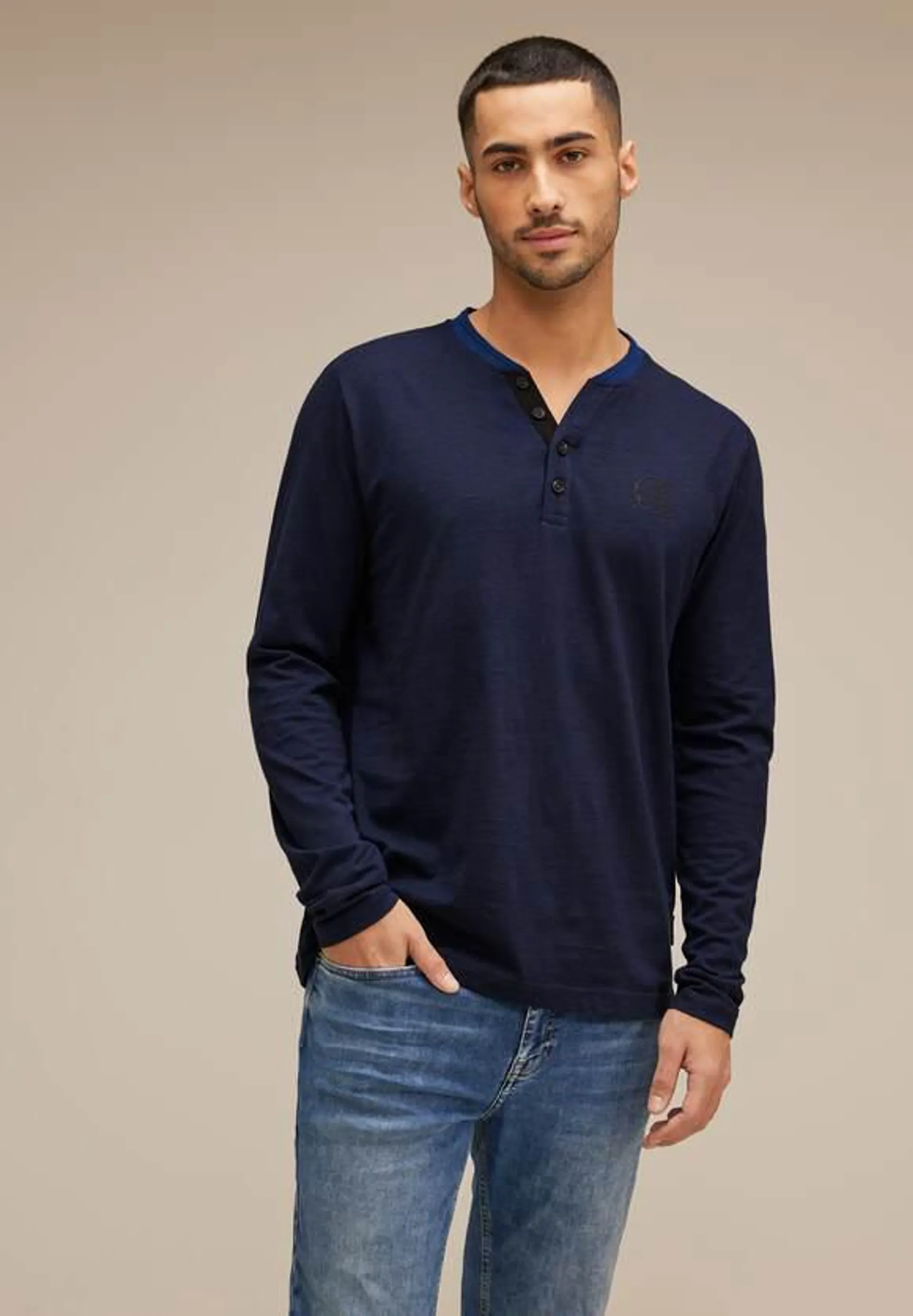 Henley-shirt met print op de borst