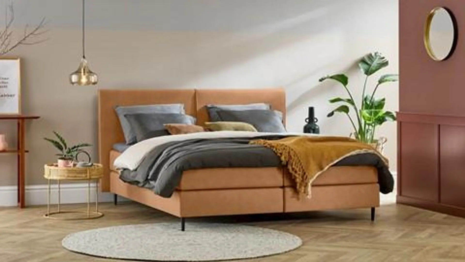 Boxspring Opal vlak met gestoffeerd matras