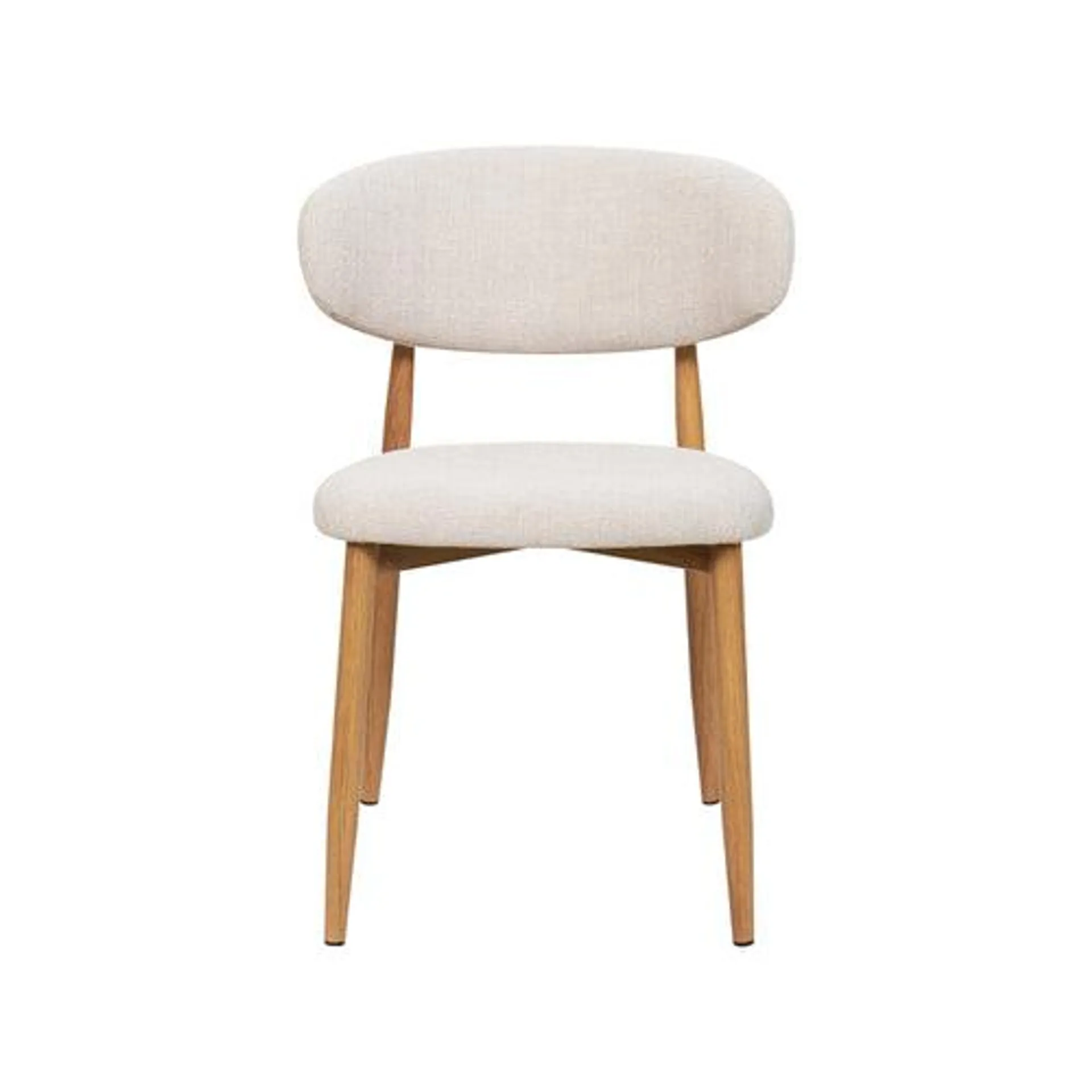 Giga Meubel Eetkamerstoel Alexia - Stof/Metaal - Beige/Naturel - Set van 2