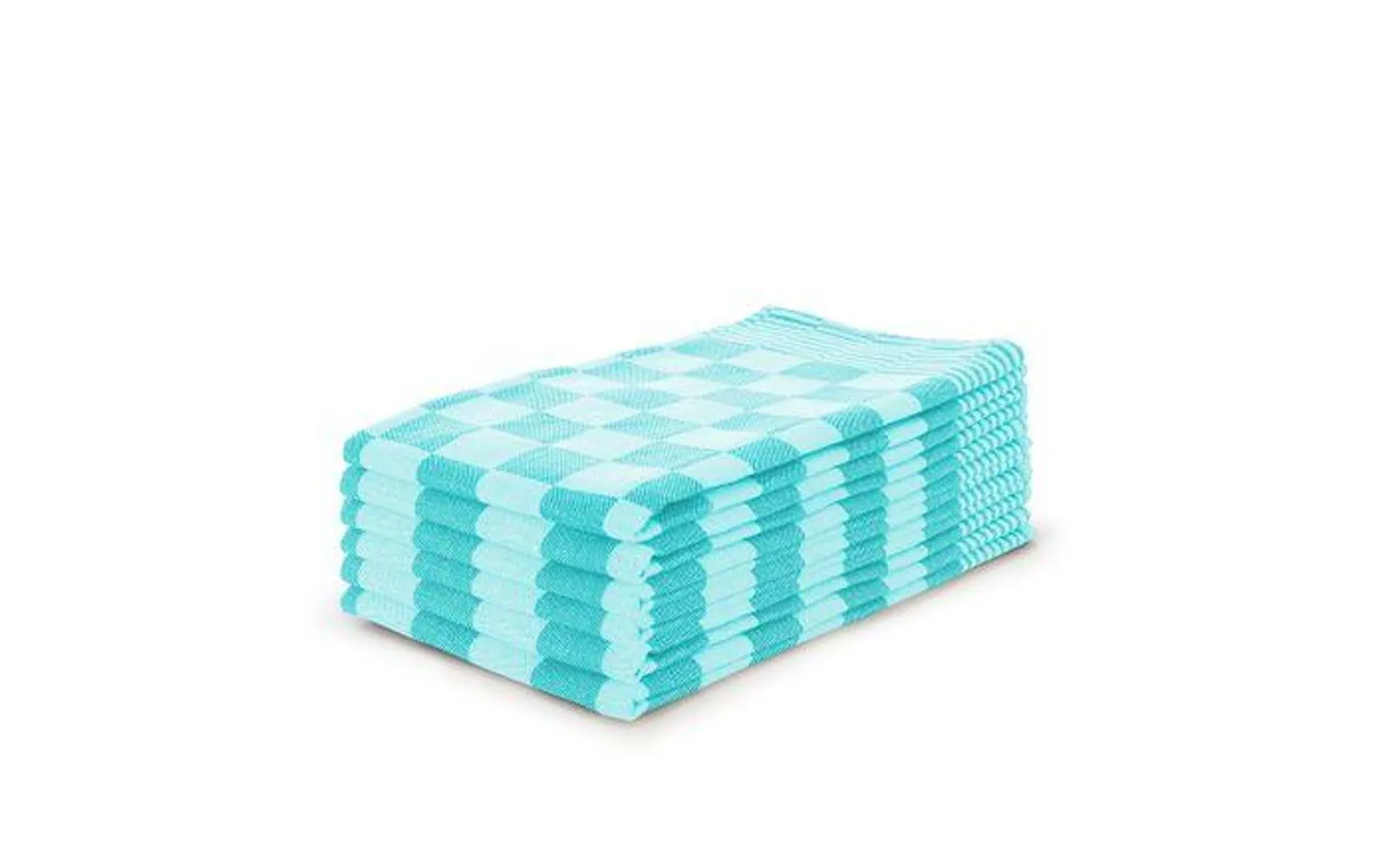 Eleganzzz Theedoekenset Blok 65x65cm - turquoise - set van 6