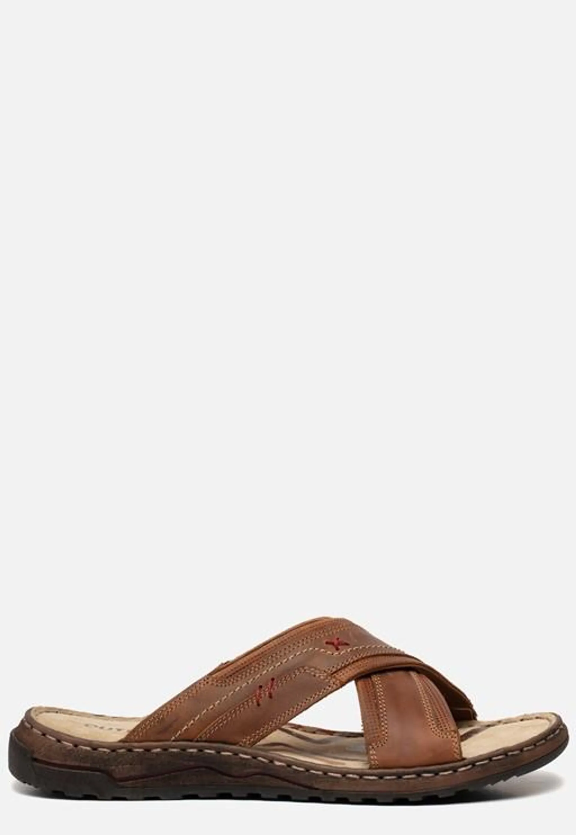 Slippers cognac Leer