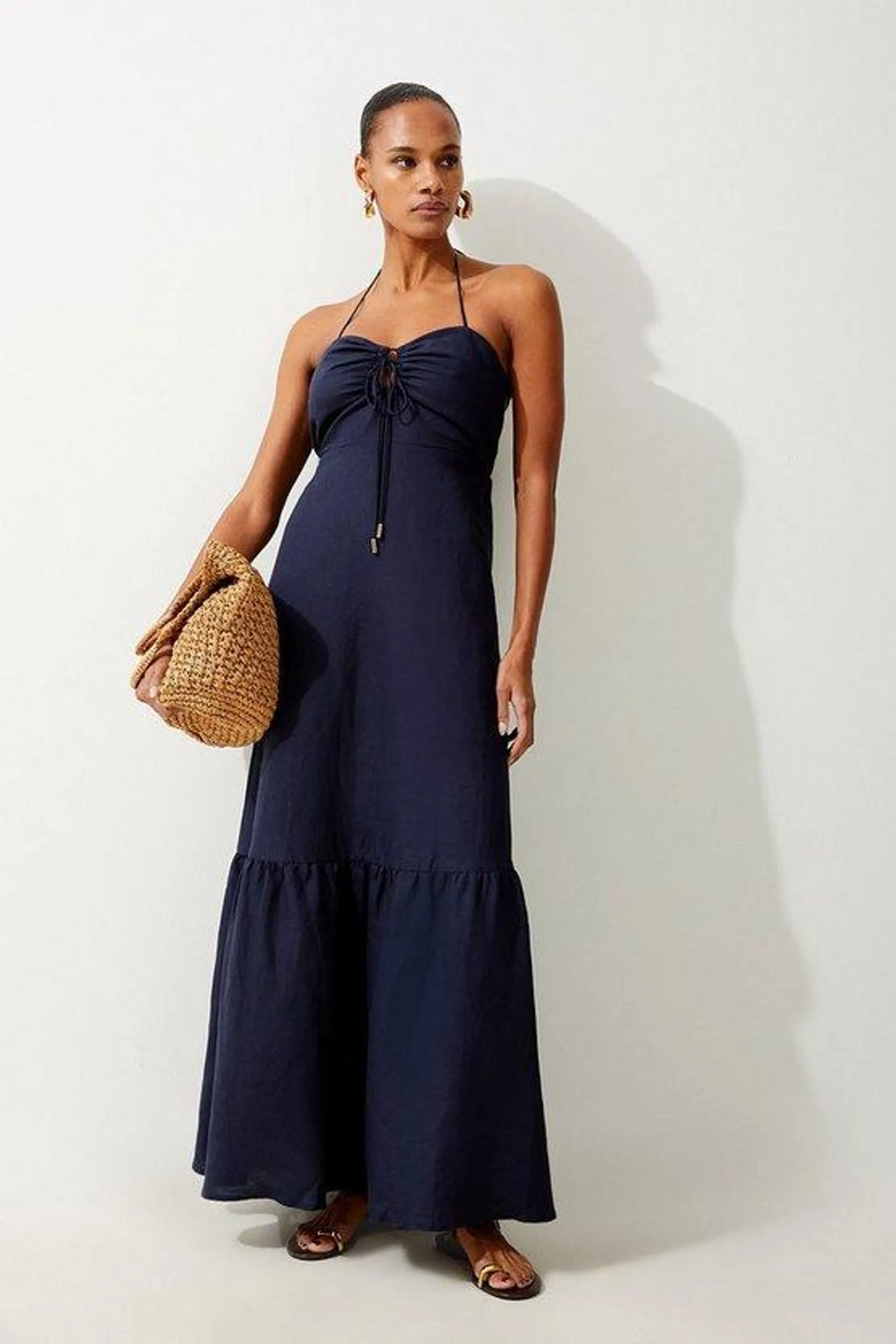 Viscose Linen Woven Maxi Beach Dress