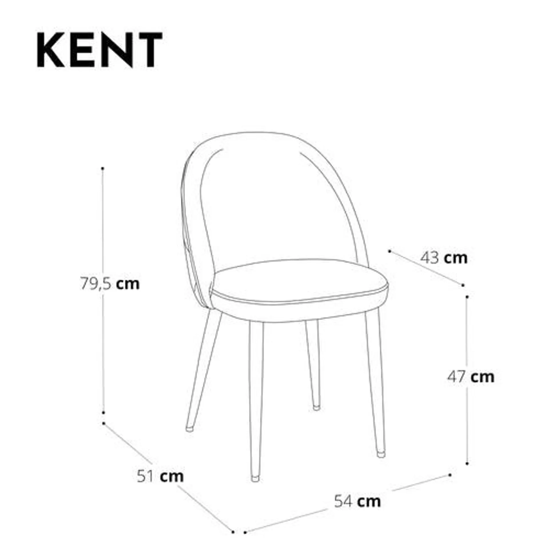 Sia Home - Conferentie Kent - Geweven stof - Blauwe biezen Zwart - 54cm