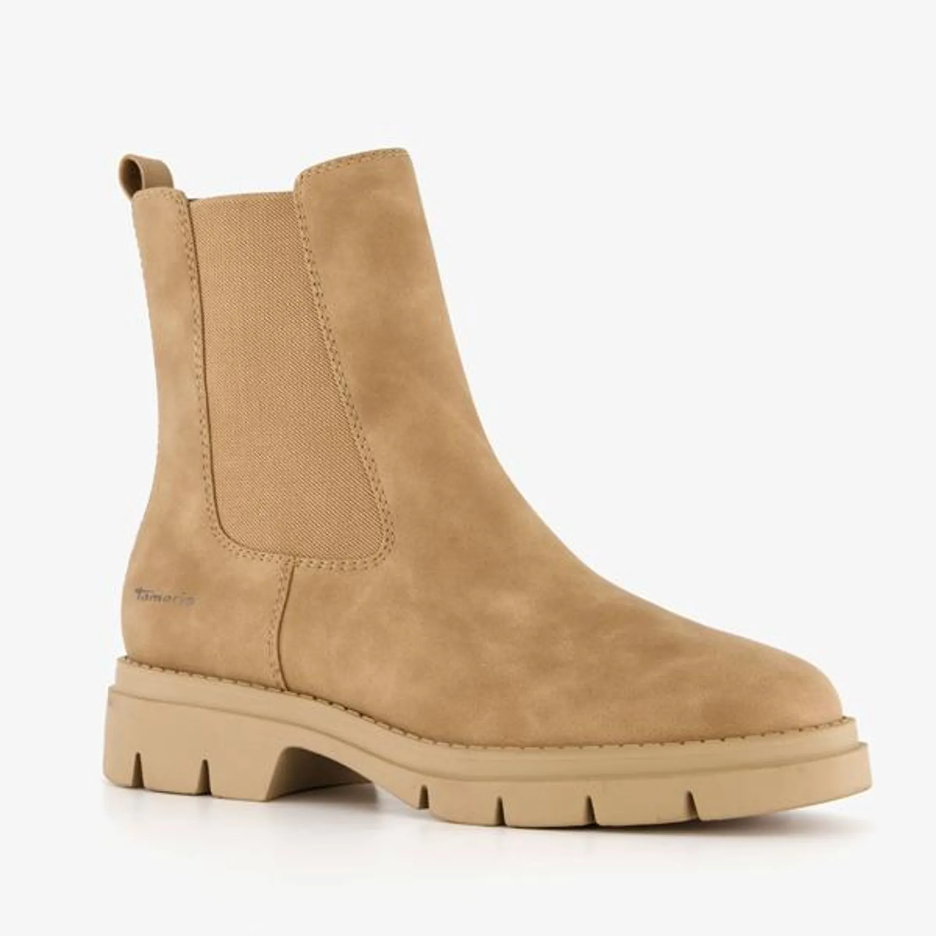 Beige Chelsea boots voor dames van Tamaris. Gemaakt van imitatieleer, een b...