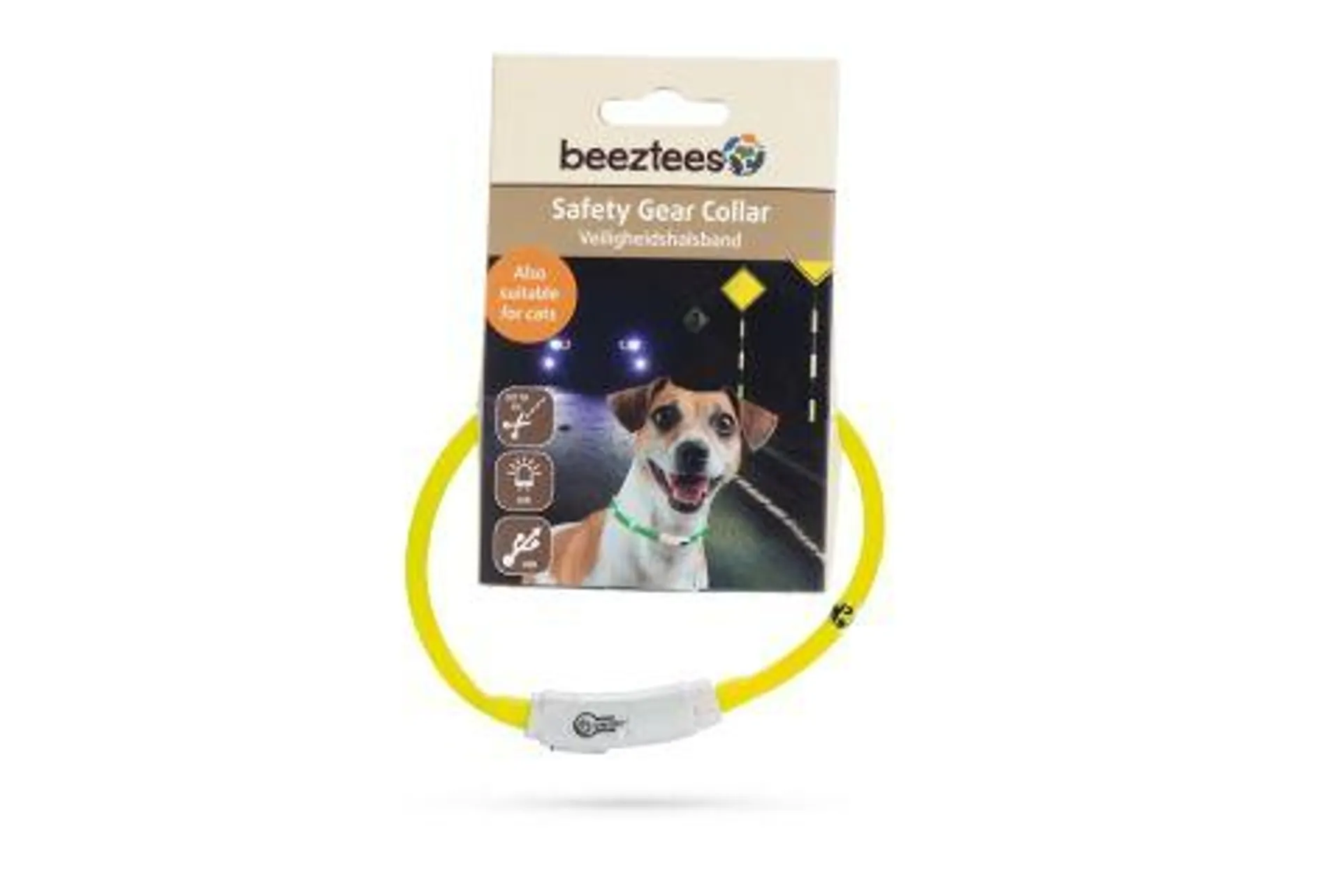 Beeztees Dogini USB - Lichtgevende Halsband - Hond - Geel - Siliconen - 35cm x 10mm