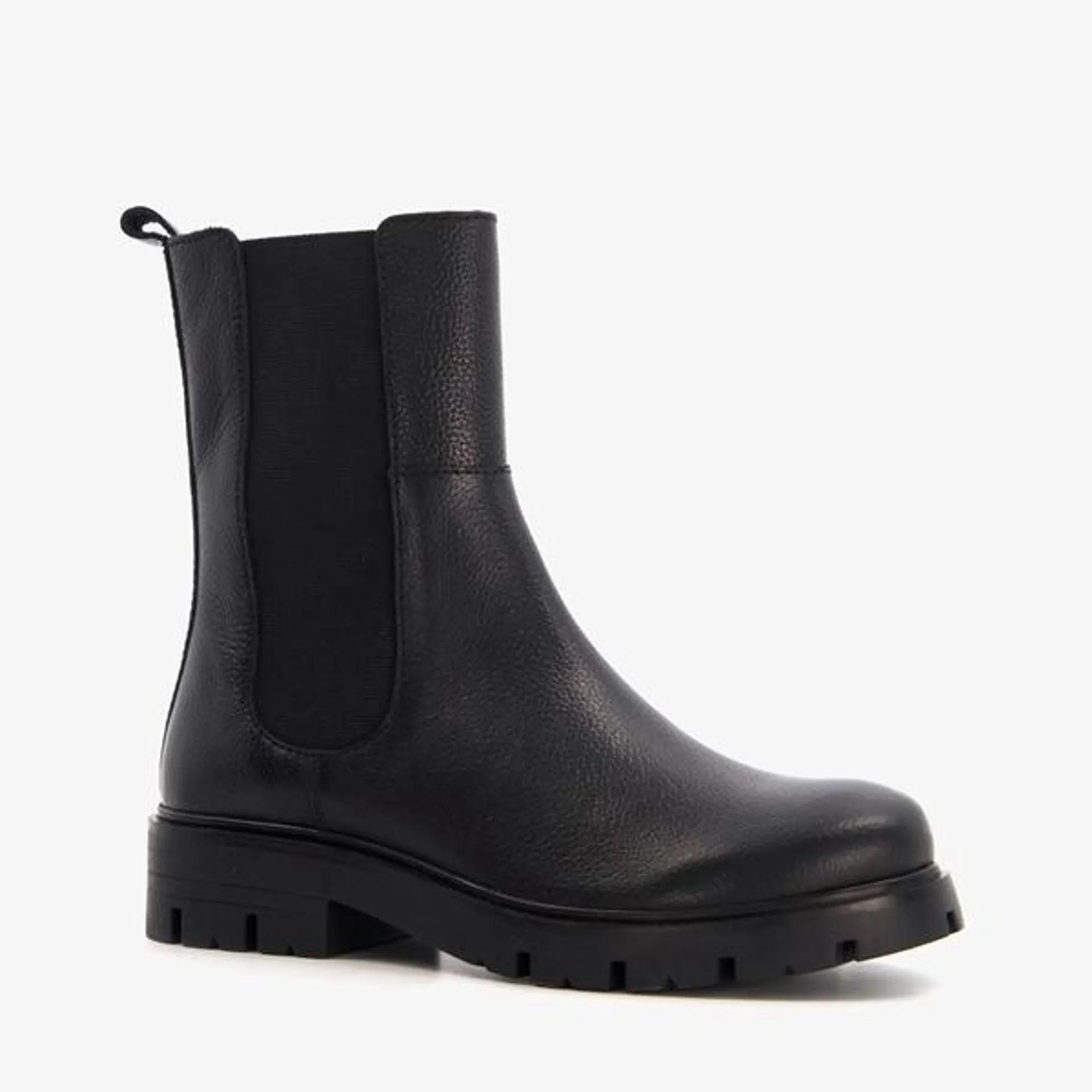 Zwarte chelsea boots voor meisjes. Gemaakt van leer, een binnenwerk van tex...