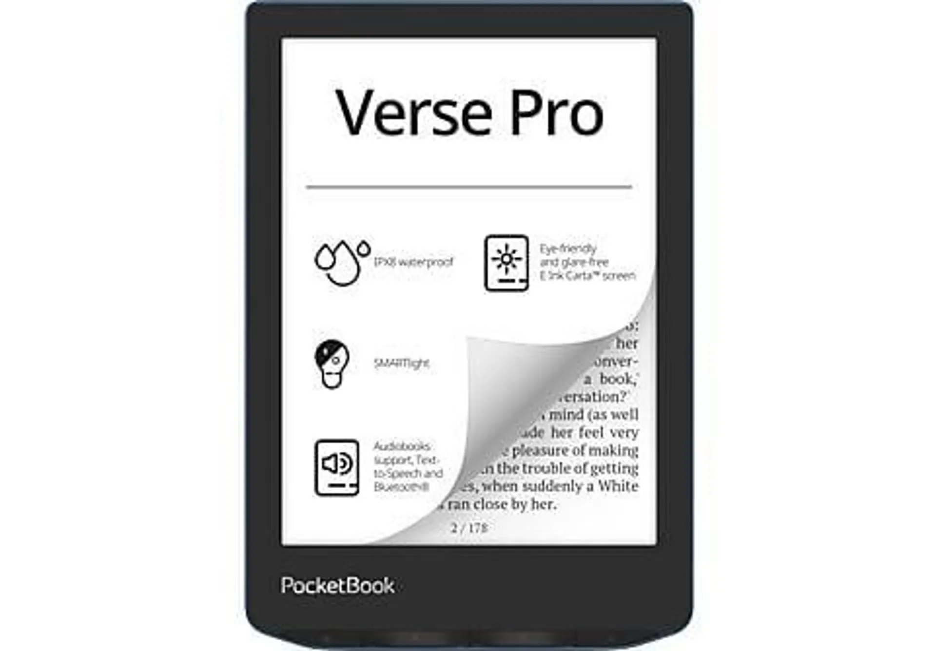 POCKETBOOK Verse Pro Zwart - 6 inch - 16 GB (ongeveer 12.000 e-books) - Spatwaterbestendig