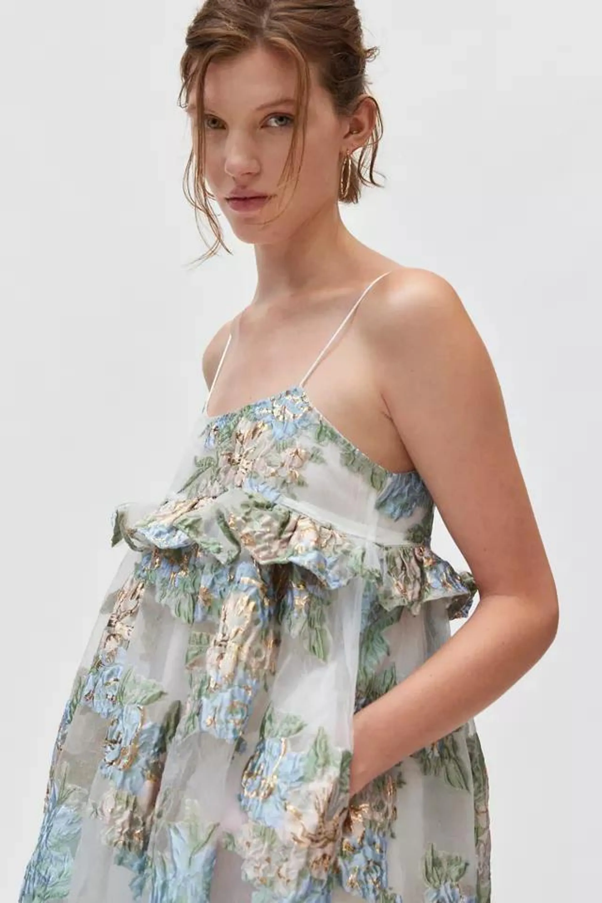 Sister Jane Barn Flower Jacquard Midi Dress