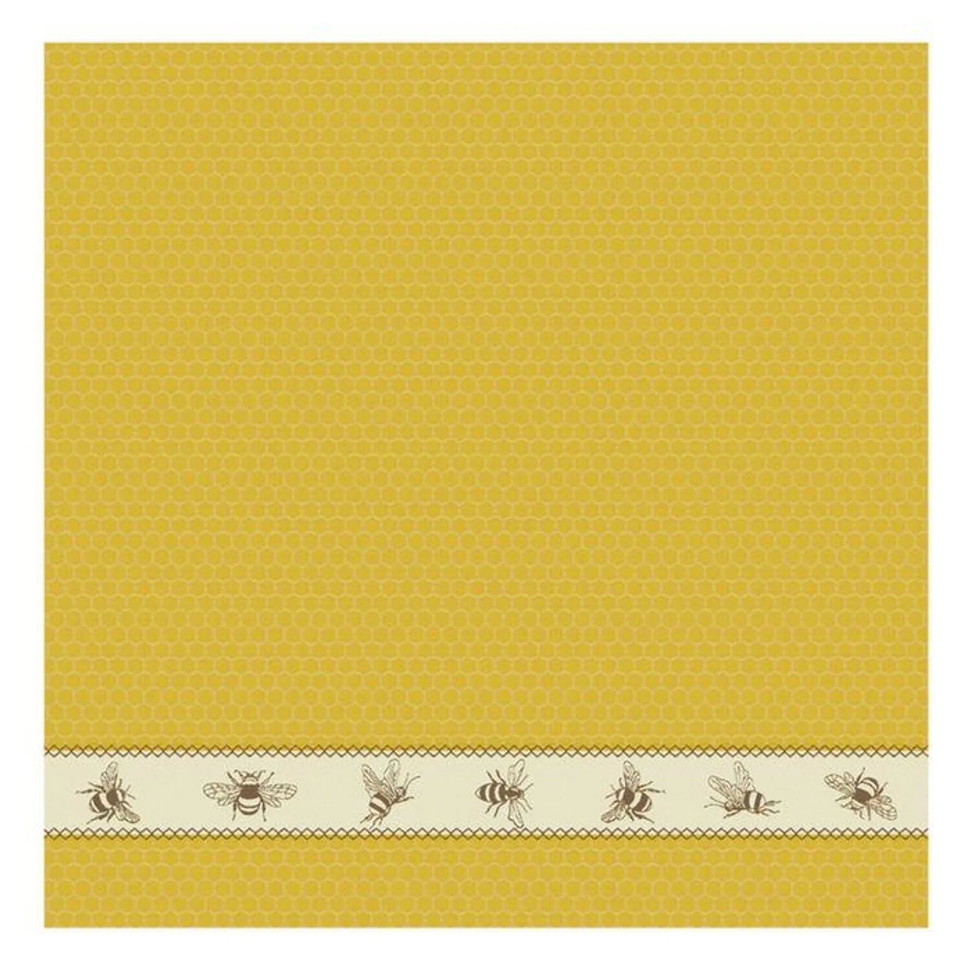 DDDDD Theedoek Bees 60x65cm - yellow - set van 6