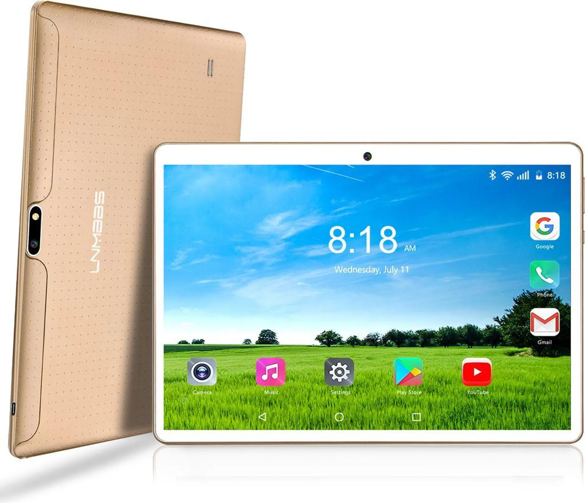 LNMBBS Tablets 10 Zoll , Android 10.0, 4G Dual SIM, 64GB, 4GB RAM, WIFI/Bluetooth, GPS, Type-C/SD, X109, Farbe: Goden